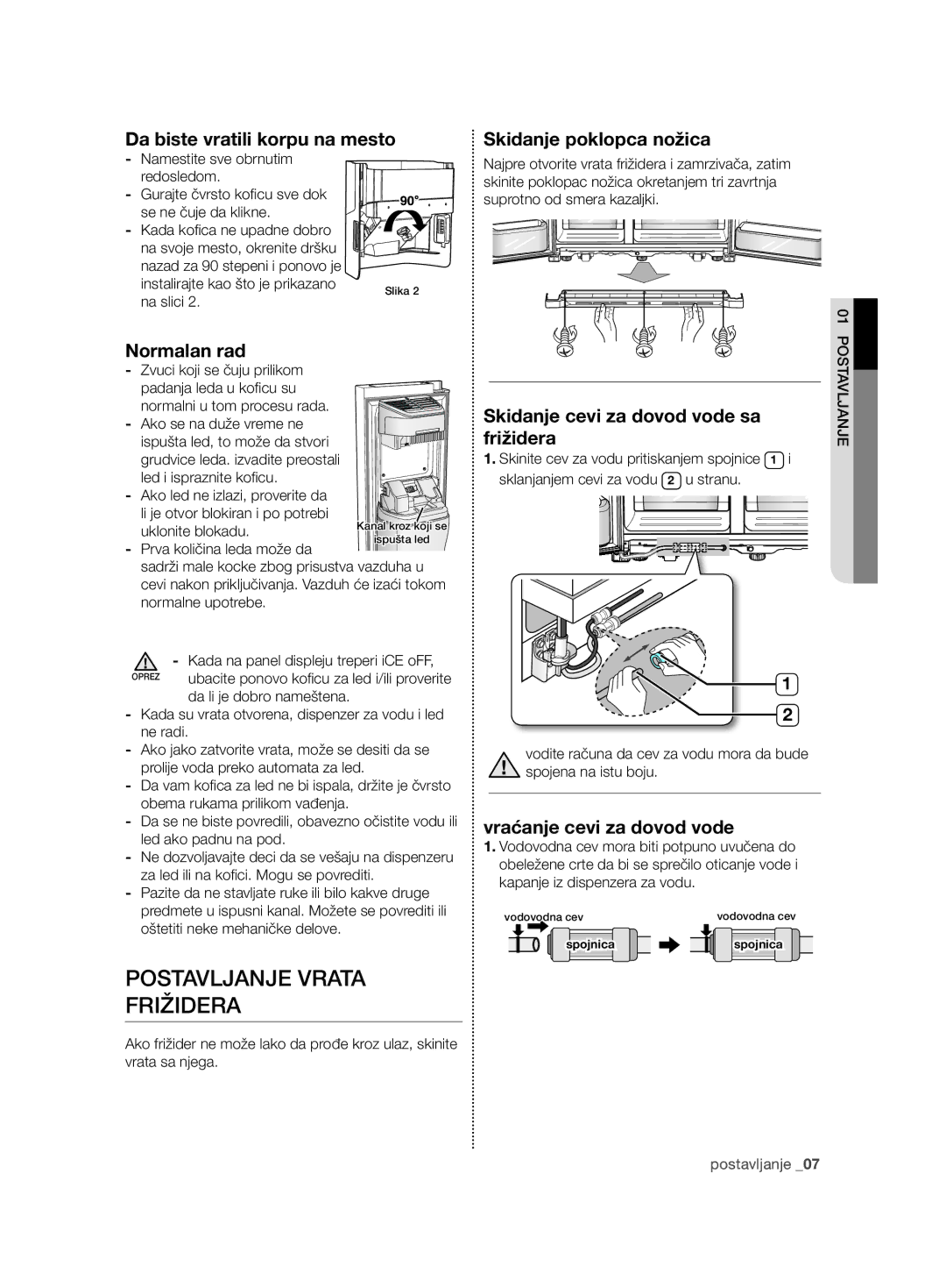 Samsung RSG5FURS1/XEO, RSG5PURS1/EUR, RSG5FURS1/EUR, RSG5PURS1/XEO manual Postavljanje Vrata Frižidera 