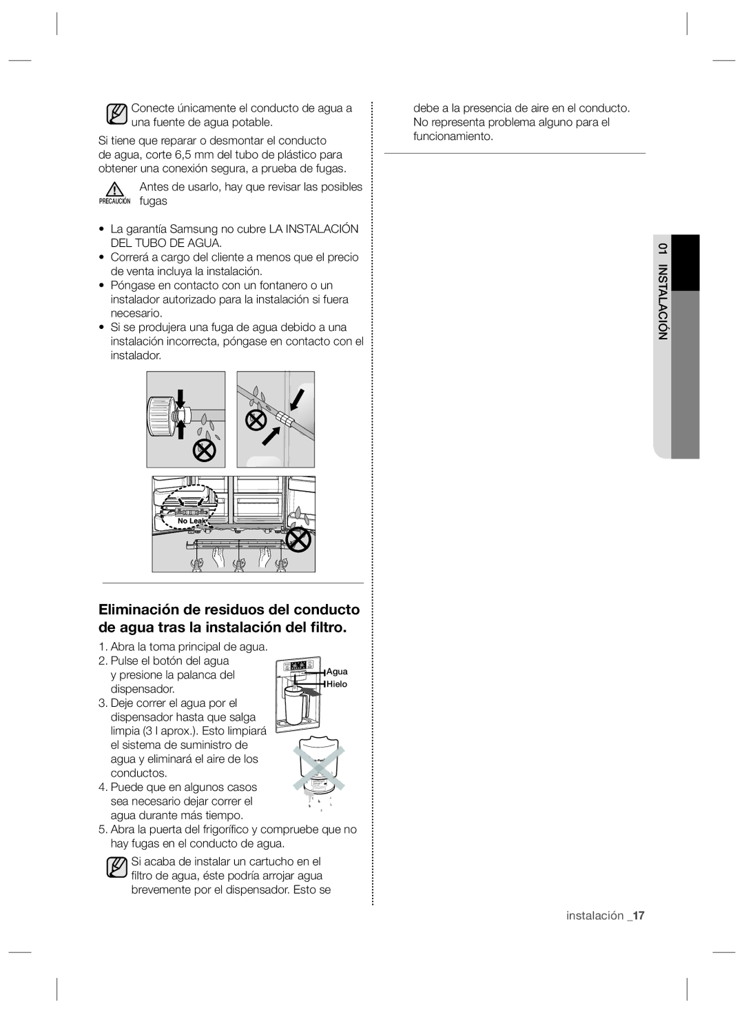 Samsung RSG5PURS1/XEF, RSG5UCRS1/XES Antes de usarlo, hay que revisar las posibles, Presione la palanca del, Dispensador 