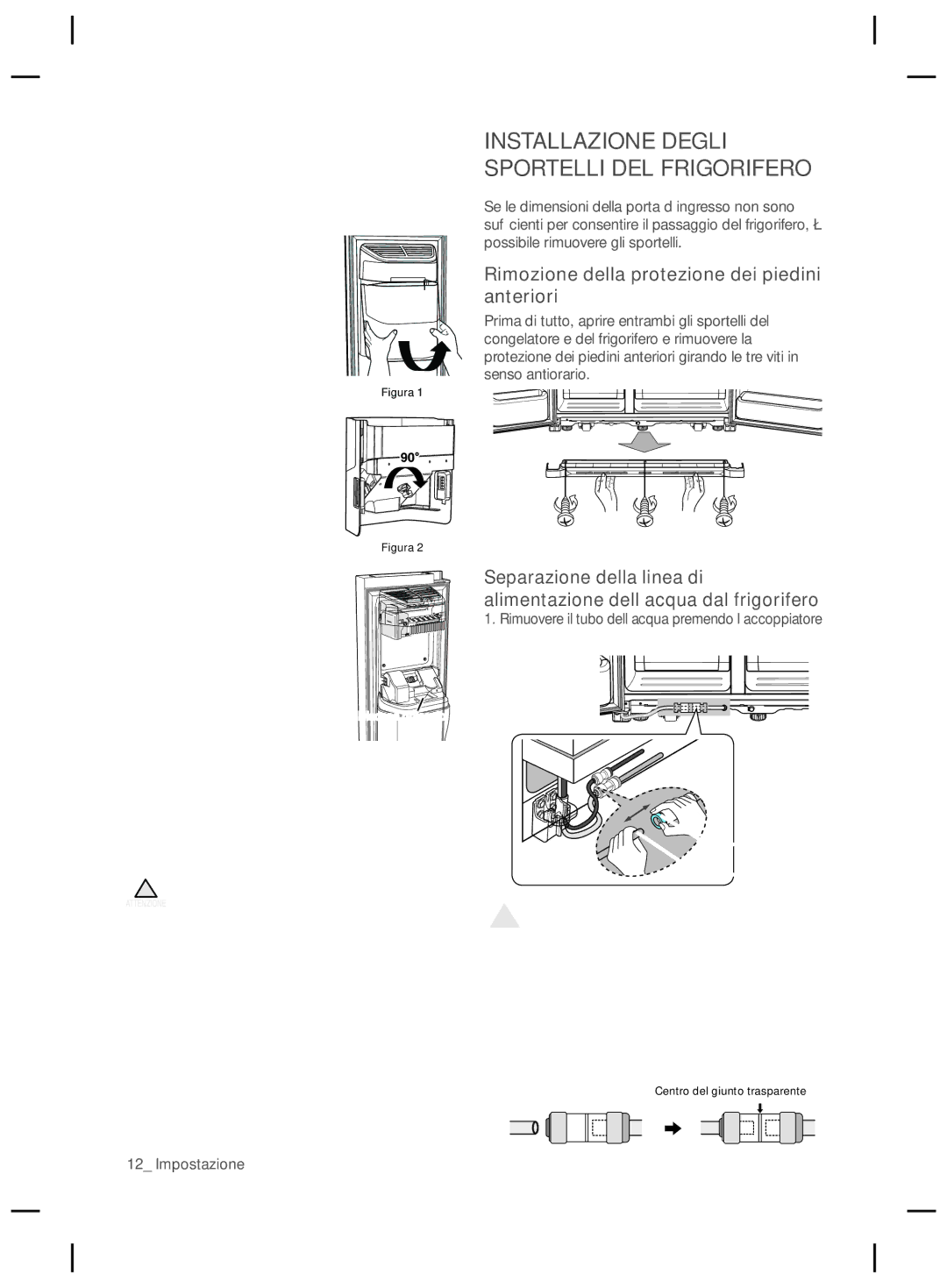 Samsung RSG5UCRS1/XES, RSG5PURS1/XEF manual USO DEL Generatore DI Ghiaccio, Installazione Degli Sportelli DEL Frigorifero 