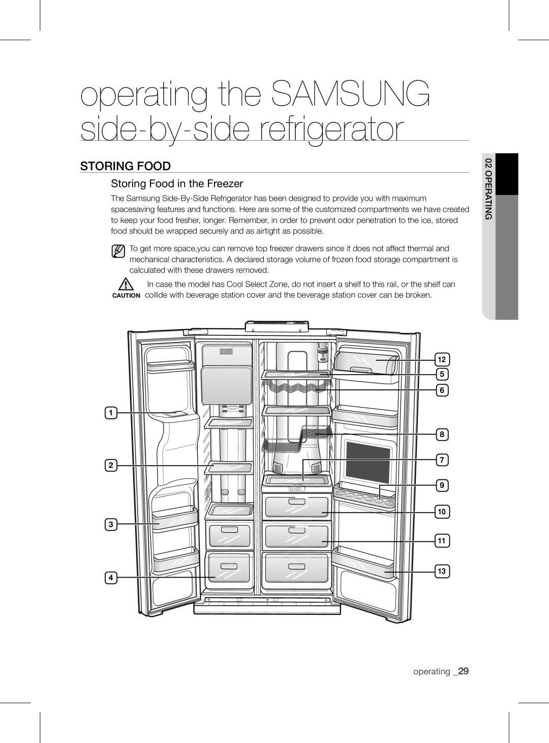 Samsung RSH1FEIS1/XEH manual Storing fooD, Storing Food in the Freezer 