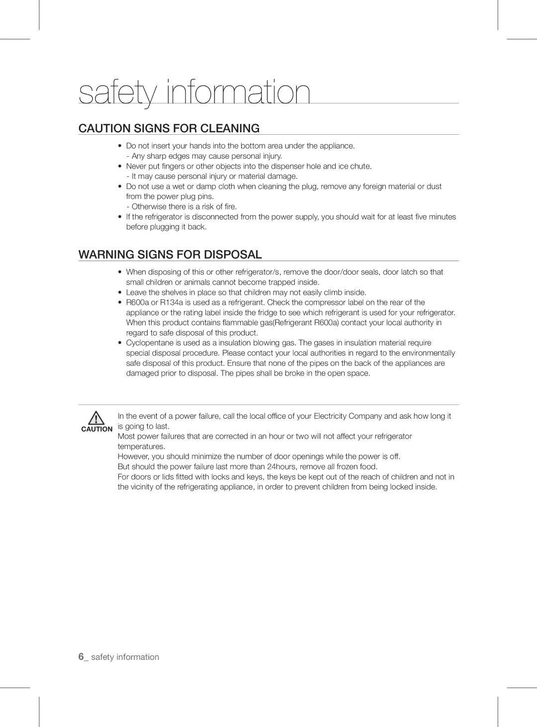 Samsung RSH1FEIS1/XEH manual Safety information 