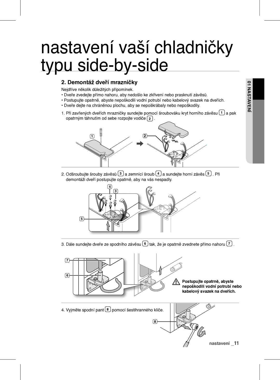 Samsung RSH1FEIS1/XEH manual Demontáž dveří mrazničky 