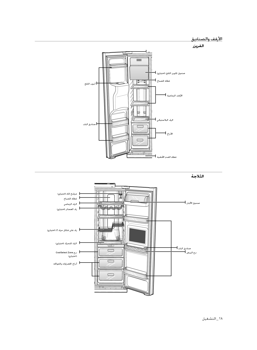 Samsung RSH1FLMR1/TAC, RSH1FLMR1/ZAM, RSH1FLMR1/CHA, RSH3FTPE1/MTR, RSH3FTPE1/JUM manual قيدانصلاو ففرلأا, رزيرفلا, ةجلاثلا 