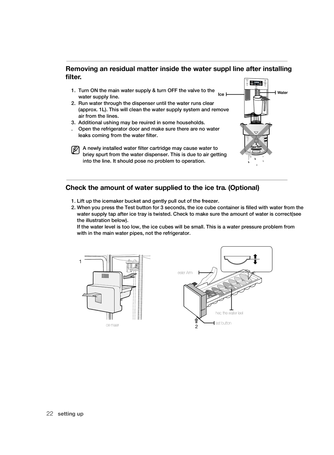 Samsung RSH1FTBP1/BUL, RSH1FTBP1/FAL, RSH1KLBG1/XSS manual Check the amount of water supplied to the ice tray. Optional 