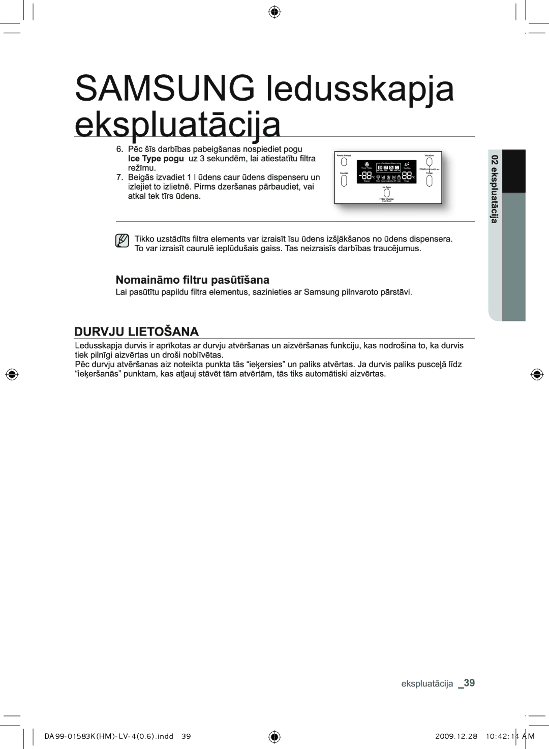 Samsung RSH1FTRS1/BWT, RSH1FTIS1/BWT, RSH1FTBP1/BWT, RS21HNTRS1/BWT manual DA99-01583KHM-LV-40.6.indd 2009.12.28 104214 AM 