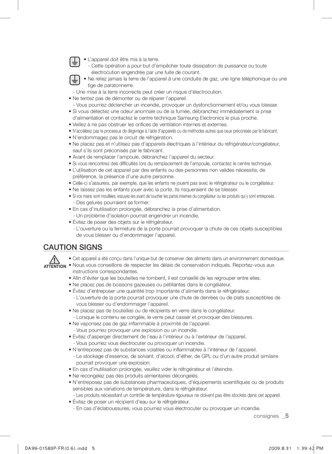 Samsung RSH1JLMR1/XEF, RSH1FTRS1/BWT, RSH1FTMH1/XEF, RSH1FEIS1/XEF, RSH1FTIS1/BWT, RSH1DEIS1/XEF, RSH1UEIS1/XEF manual Consignes 