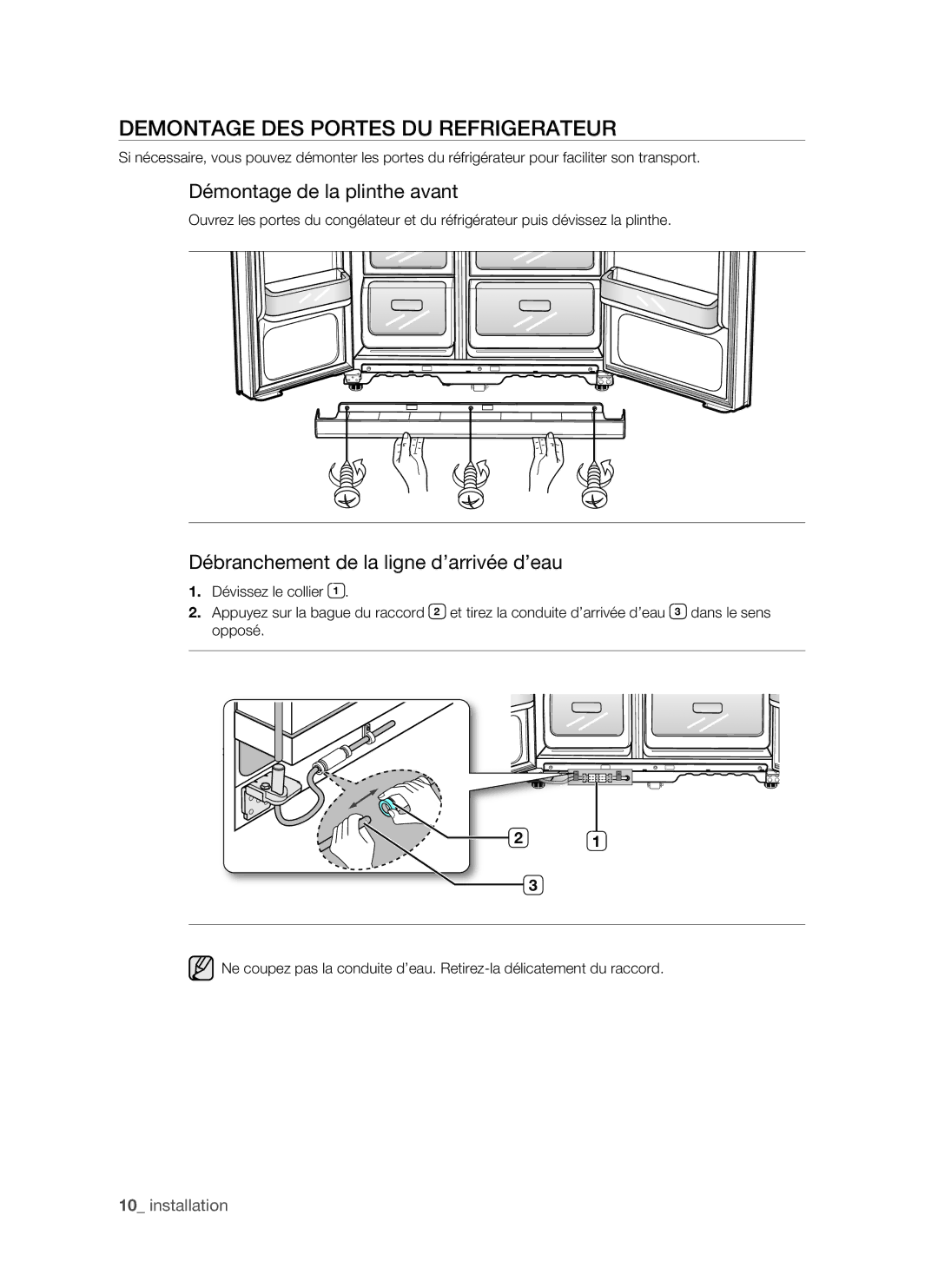 Samsung RSH1FTRS1/XEF, RSH1FTRS1/BWT, RSH1FTMH1/XEF Demontage DES Portes DU Refrigerateur, Démontage de la plinthe avant 