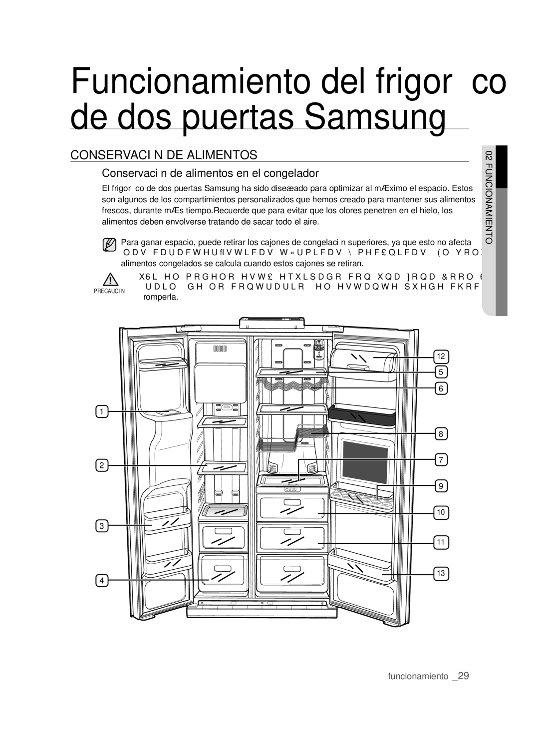 Samsung RSH1FTSW1/XES, RSH1UBRS1/XES, RSH1FTPE1/XEP Conservación DE Alimentos, Conservación de alimentos en el congelador 