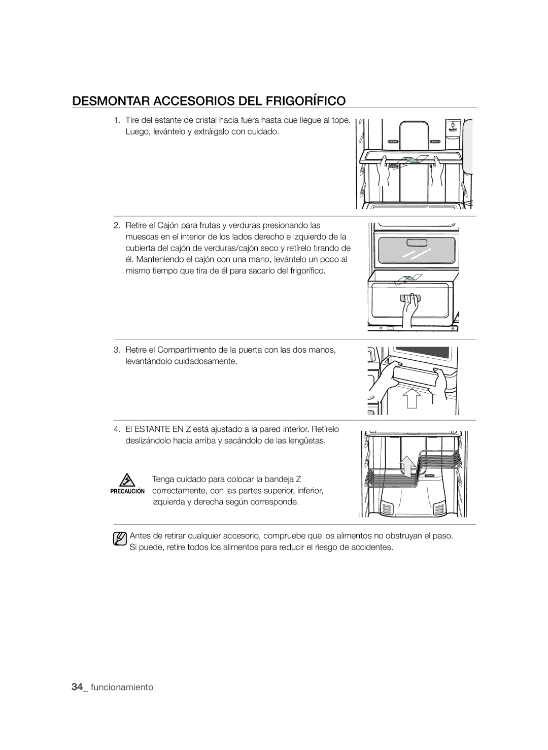 Samsung RSH1FTPE1/XEP, RSH1UBRS1/XES, RSH1DTRS1/XES, RSH1DTMH1/XES, RSH1NBIS1/XES manual Desmontar Accesorios DEL Frigorífico 