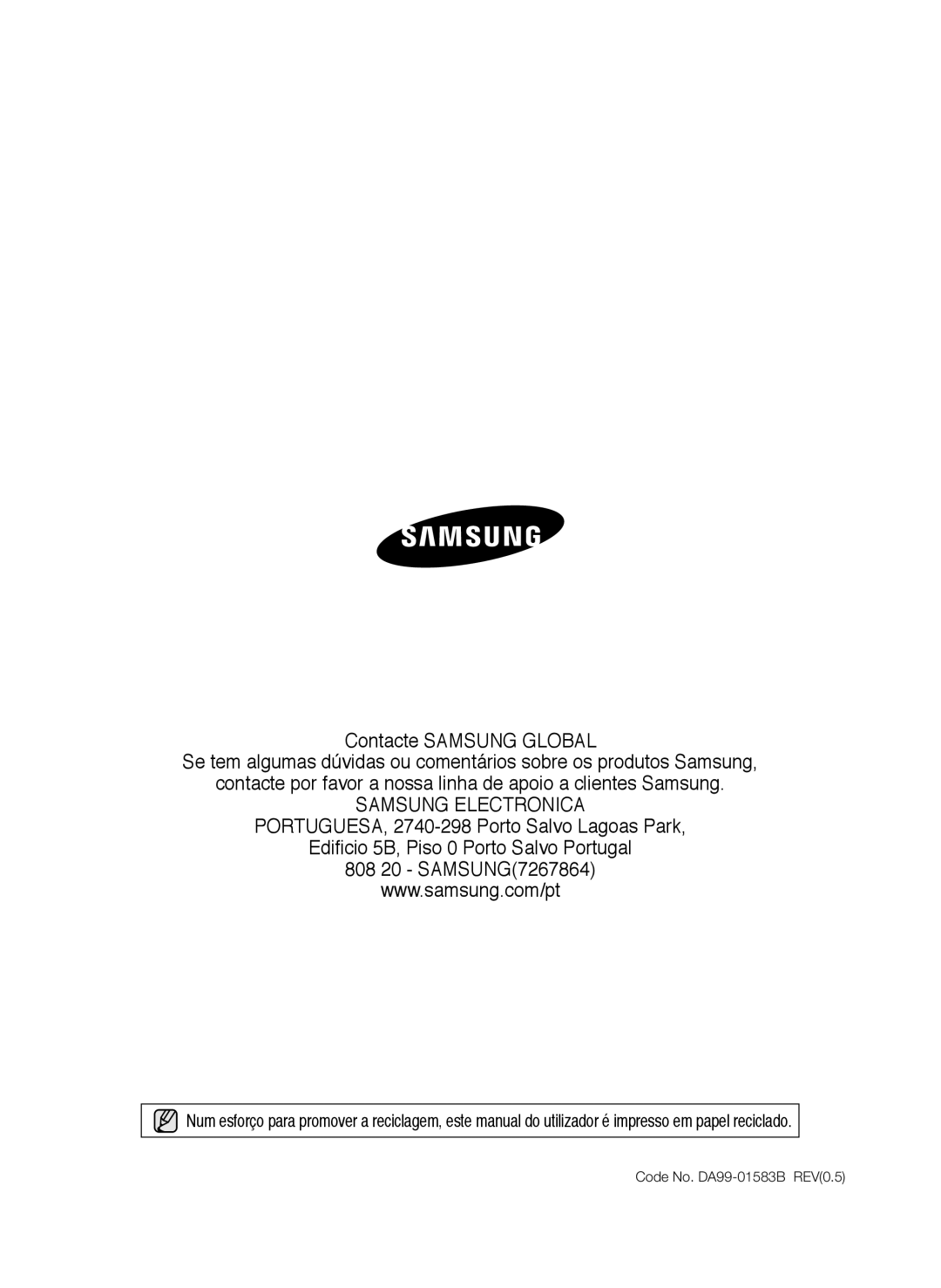 Samsung RSH1UBRS1/XES, RSH1FTPE1/XEP, RSH1DTRS1/XES, RSH1DTMH1/XES manual Samsung Electronica, Code No. DA99-01583B REV0.5 