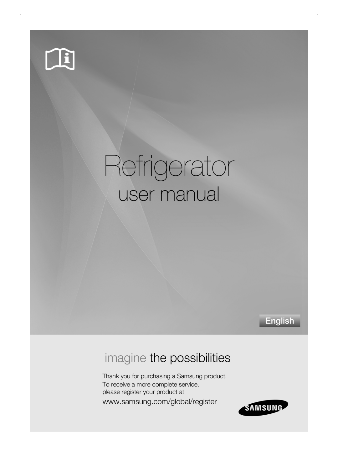 Samsung RSH3F user manual Thank you for purchasing a Samsung product, Refrigerator, imagine the possibilities, English 