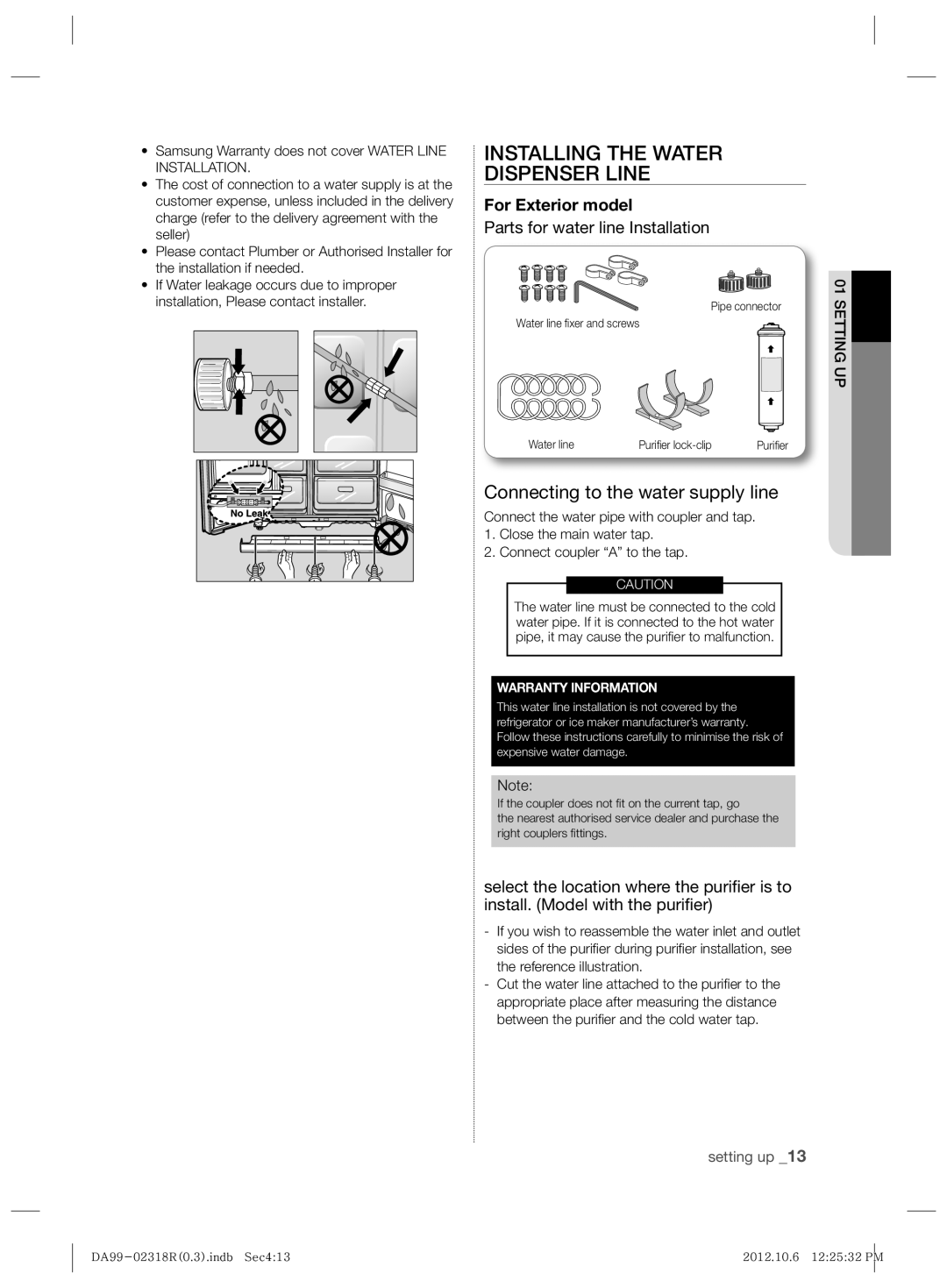 Samsung RSH5PTTS1/EUR, RSH5PTPN1/EUR manual For Exterior model 