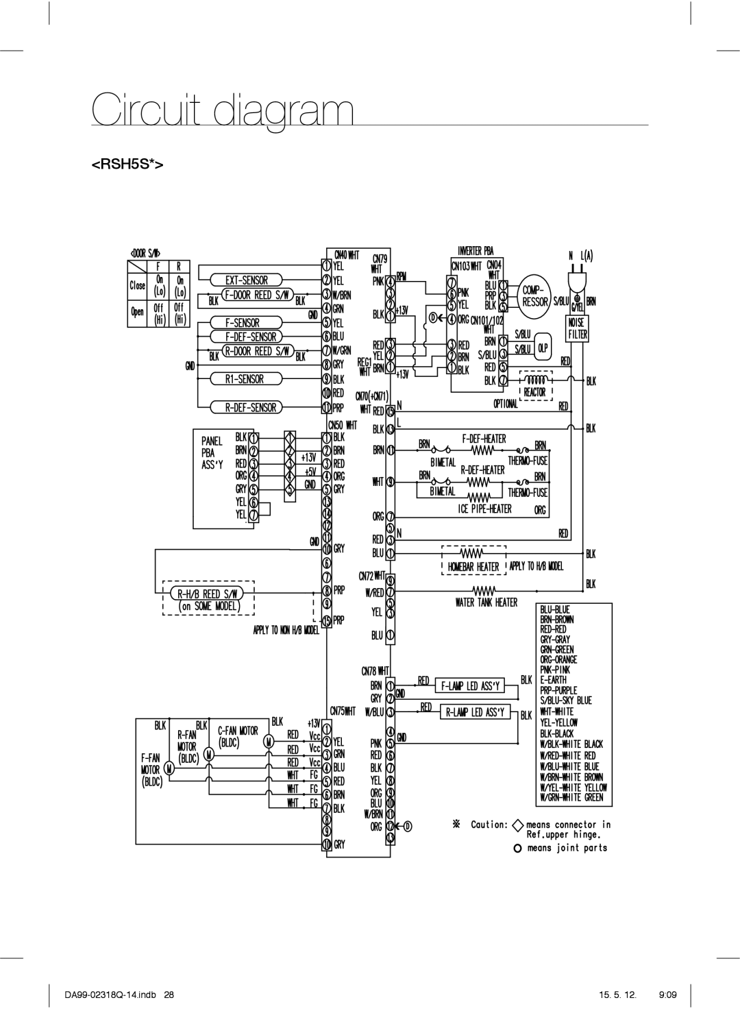 Samsung RSH5SLMR1/BWT, RSH5ZLMR1/BWT, RSH5SBPN1/BWT, RSH5SLBG1/BWT manual Circuit diagram 