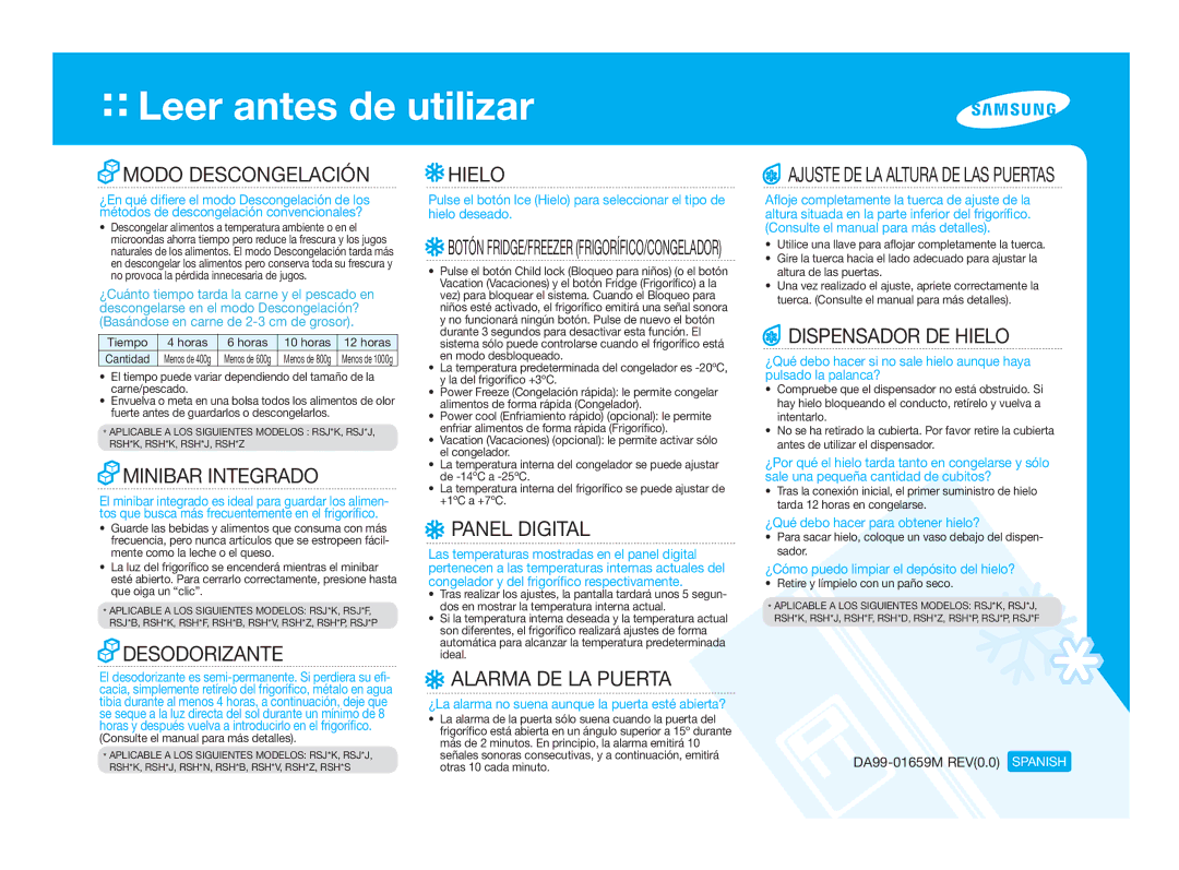 Samsung RSH7ZNRS1/XEG, RSH7ZNRS1/EUR, RSH7ZNRS1/XEO, RSH7ZNRS1/SWS manual Refrigerator 