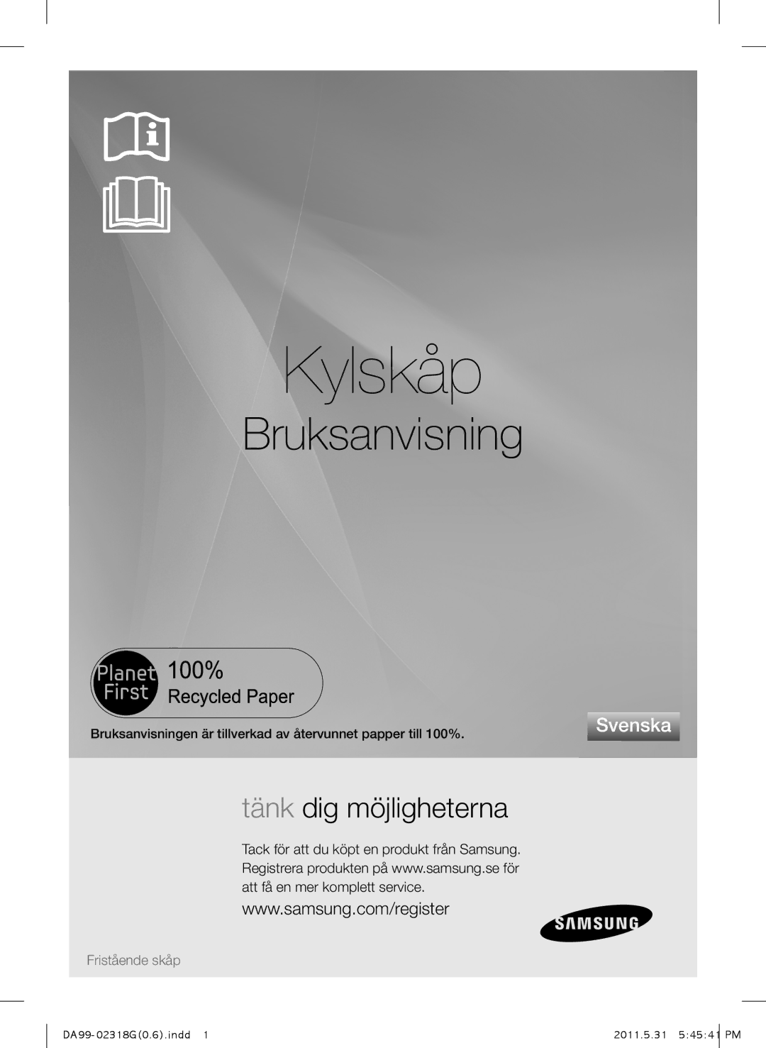 Samsung RSH5UTPN1/XEE manual Kylskåp 