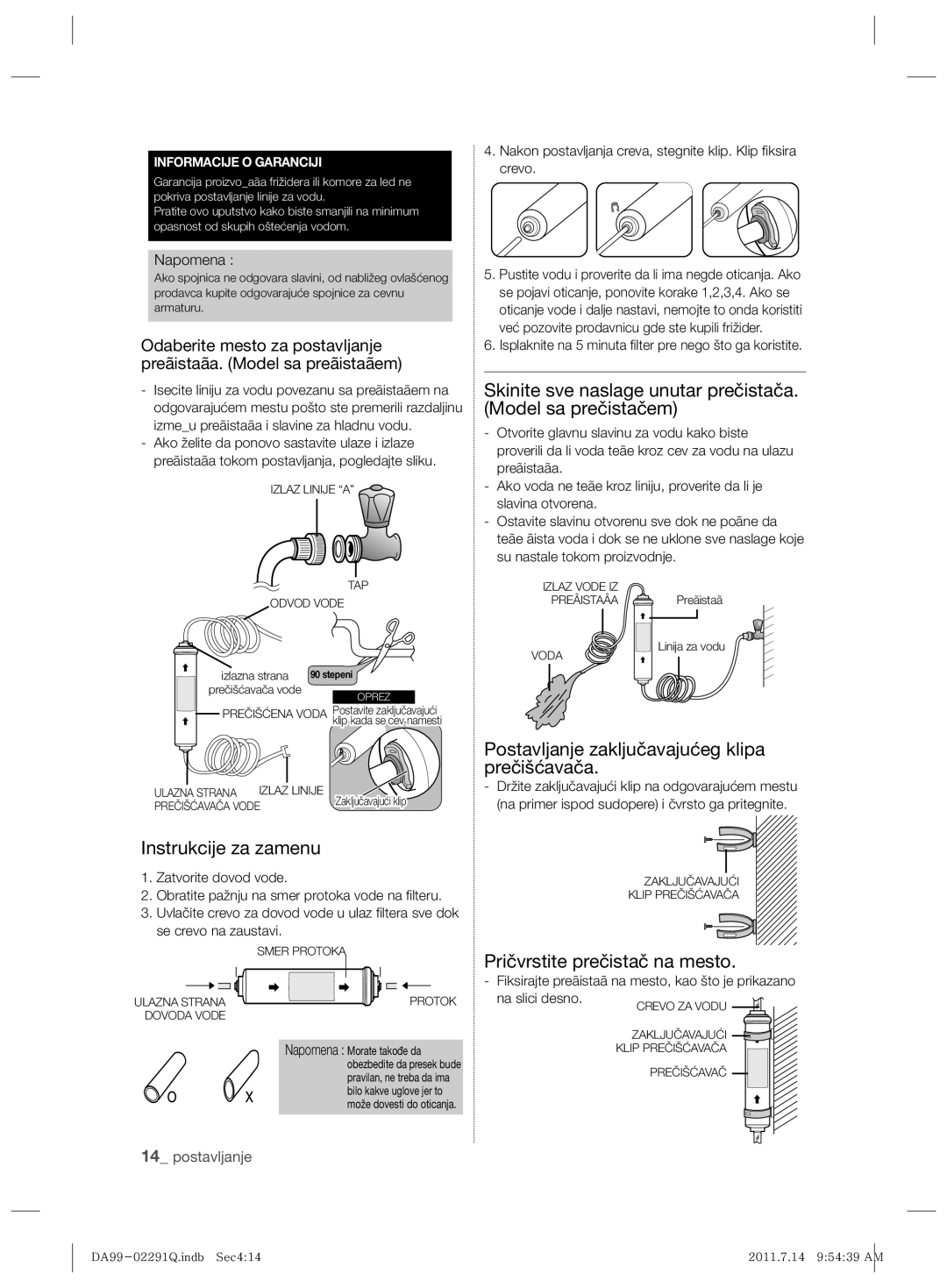 Samsung RSH7UNBP1/XEO manual Instrukcije za zamenu, Skinite sve naslage unutar prečistača. Model sa prečistačem 