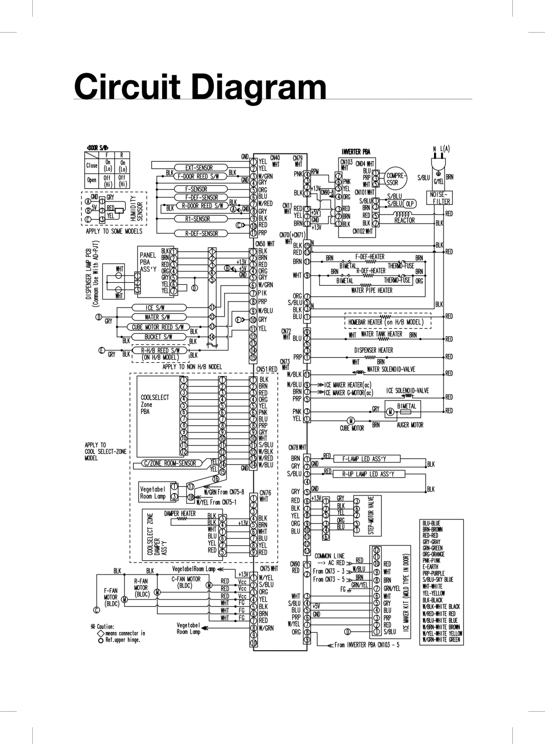 Samsung RSH7PNBP1/XES, RSH7UNPN1/XES, RSH7PNRS1/XES, RSH7UNRS1/XES manual Circuit Diagram 