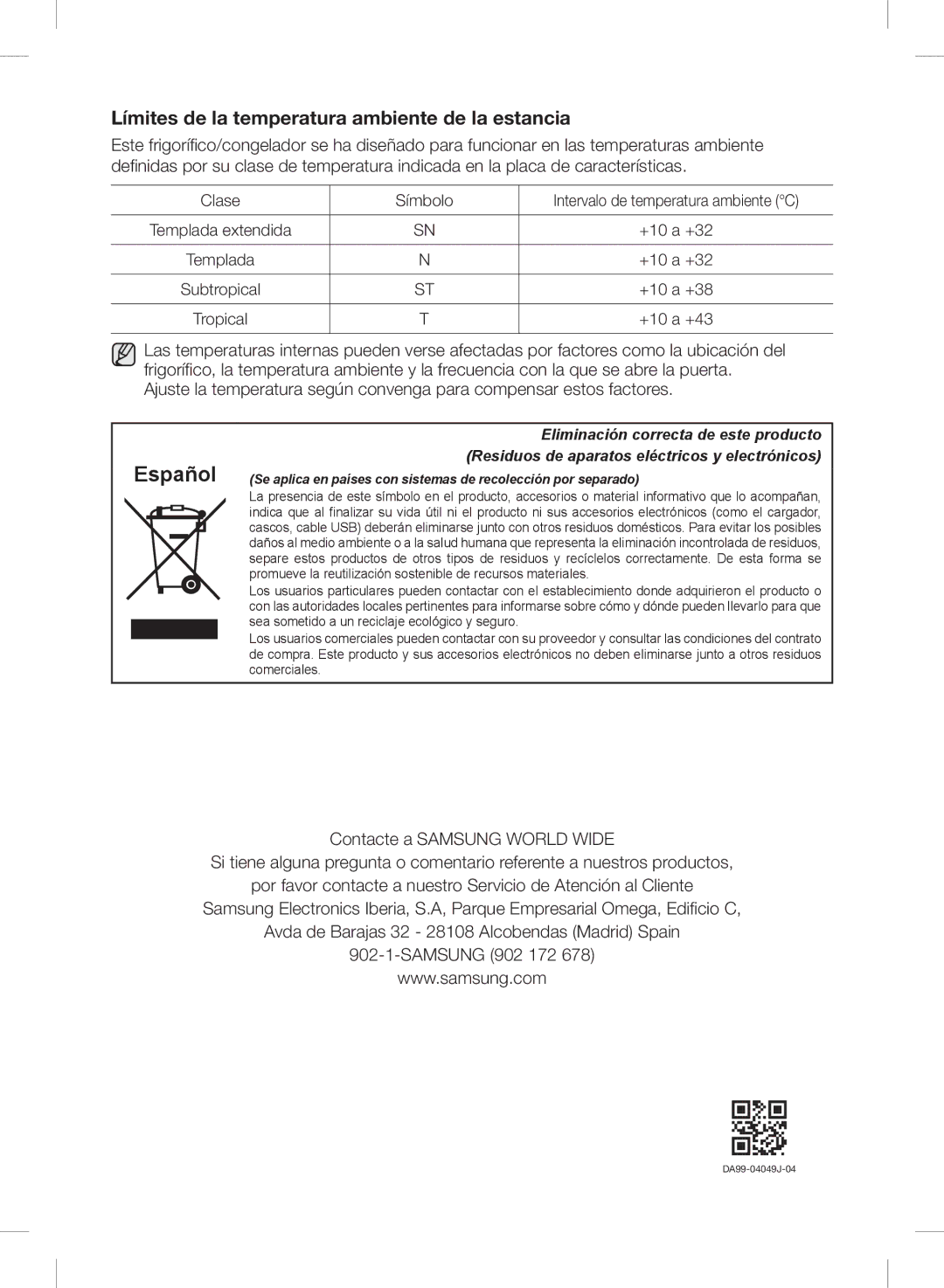 Samsung RSH7UNPN1/XES, RSH7PNRS1/XES, RSH7PNBP1/XES, RSH7UNRS1/XES manual Español 