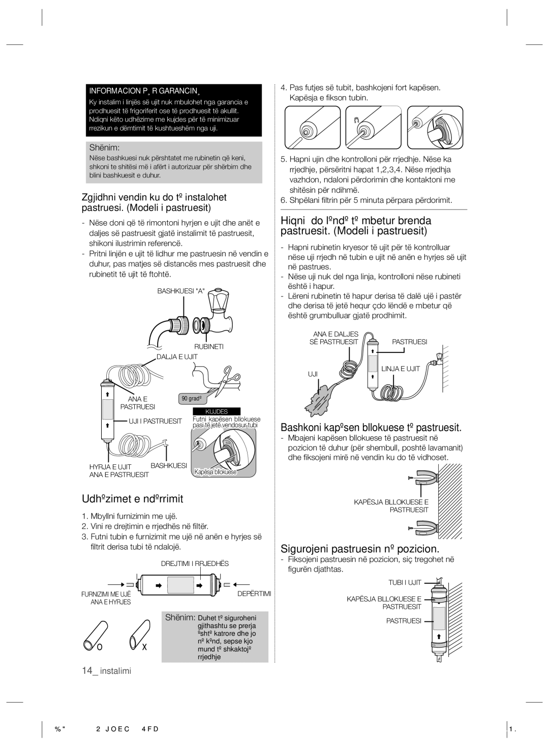 Samsung RSH7ZNRS1/XEG Udhëzimet e ndërrimit, Bashkoni kapësen bllokuese të pastruesit, Sigurojeni pastruesin në pozicion 