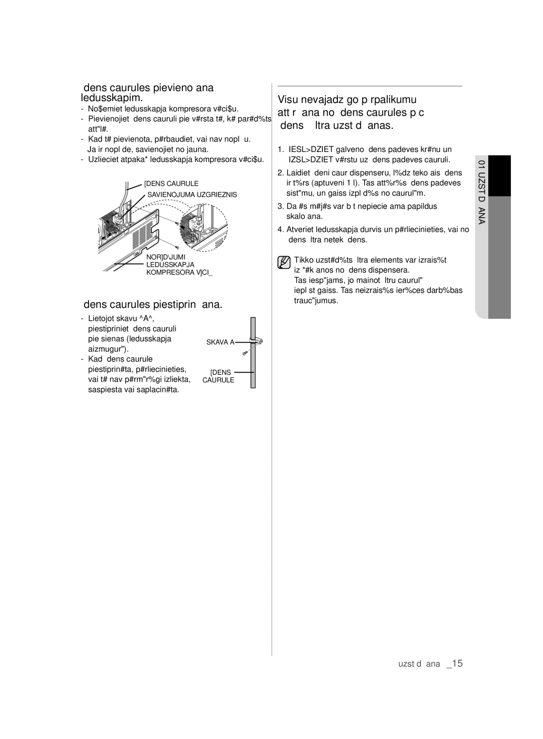 Samsung RSH7PNPN1/XEO, RSH7ZNRS1/EUR, RSH7ZNRS1/XEG, RSH7ZNRS1/XEO manual Uzlieciet atpakaļ ledusskapja kompresora vāciņu 