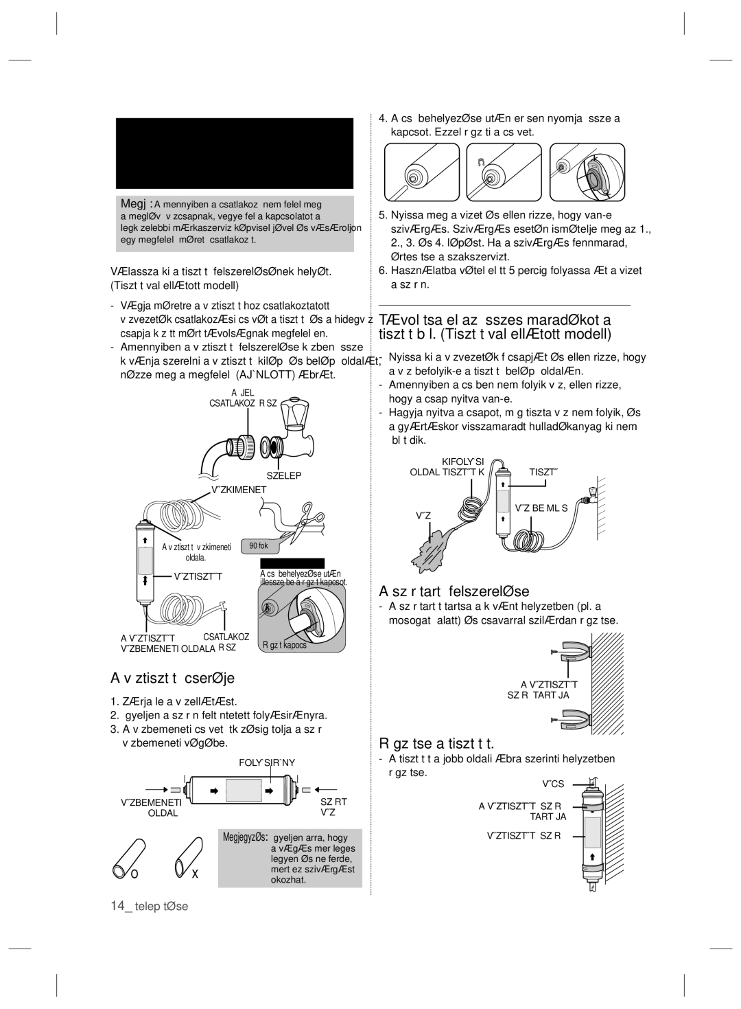 Samsung RSH7ZNRS1/SWS, RSH7ZNRS1/EUR, RSH7ZNRS1/XEG manual Víztisztító cseréje, Szűrőtartó felszerelése, Rögzítse a tisztítót 