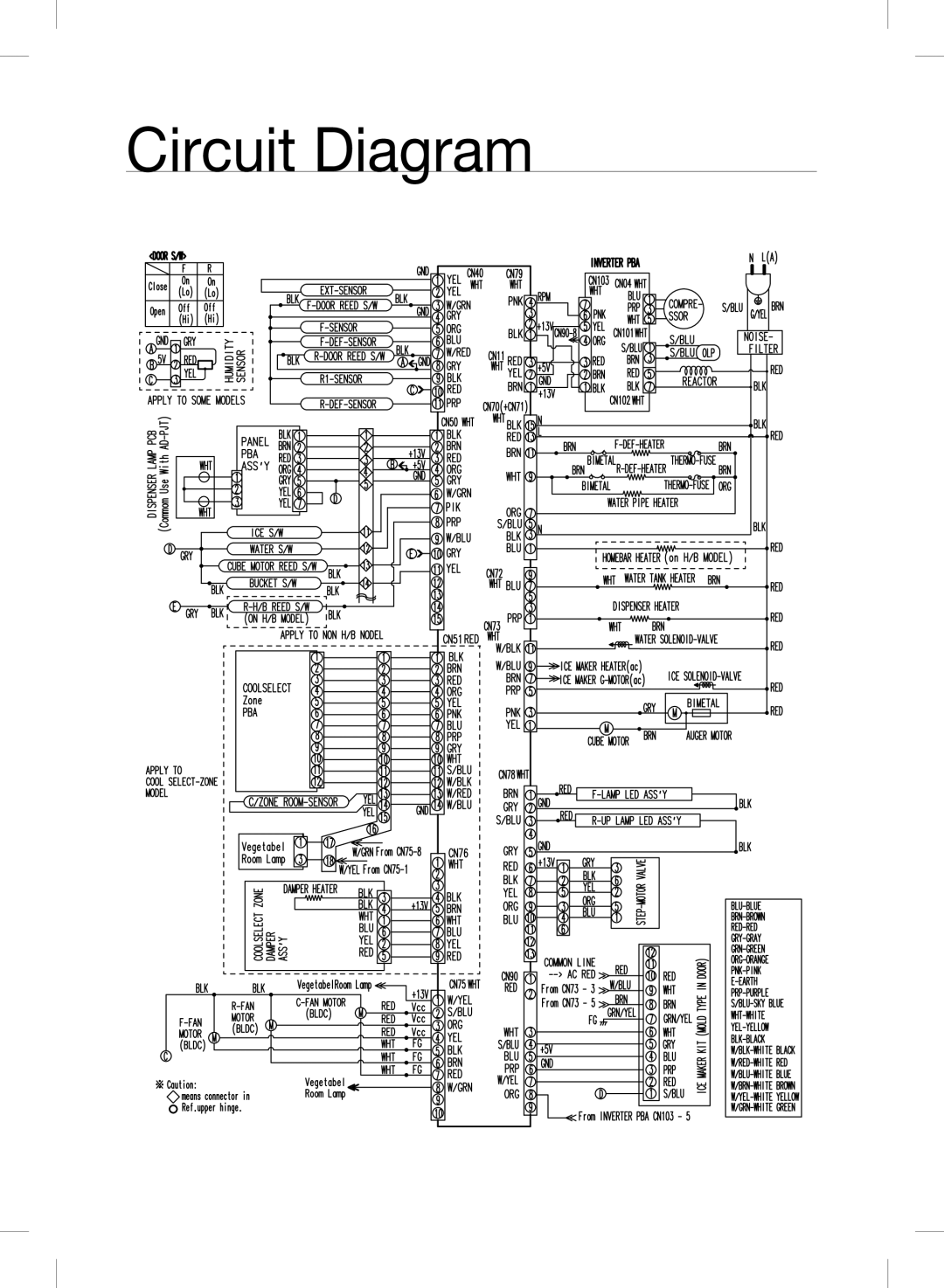 Samsung RSH7ZNRS1/XEG, RSH7ZNRS1/EUR, RSH7ZNRS1/XEO, RSH7UNBP1/XEO, RSH7PNSW1/XEO, RSH7ZNRS1/SWS manual Circuit Diagram 