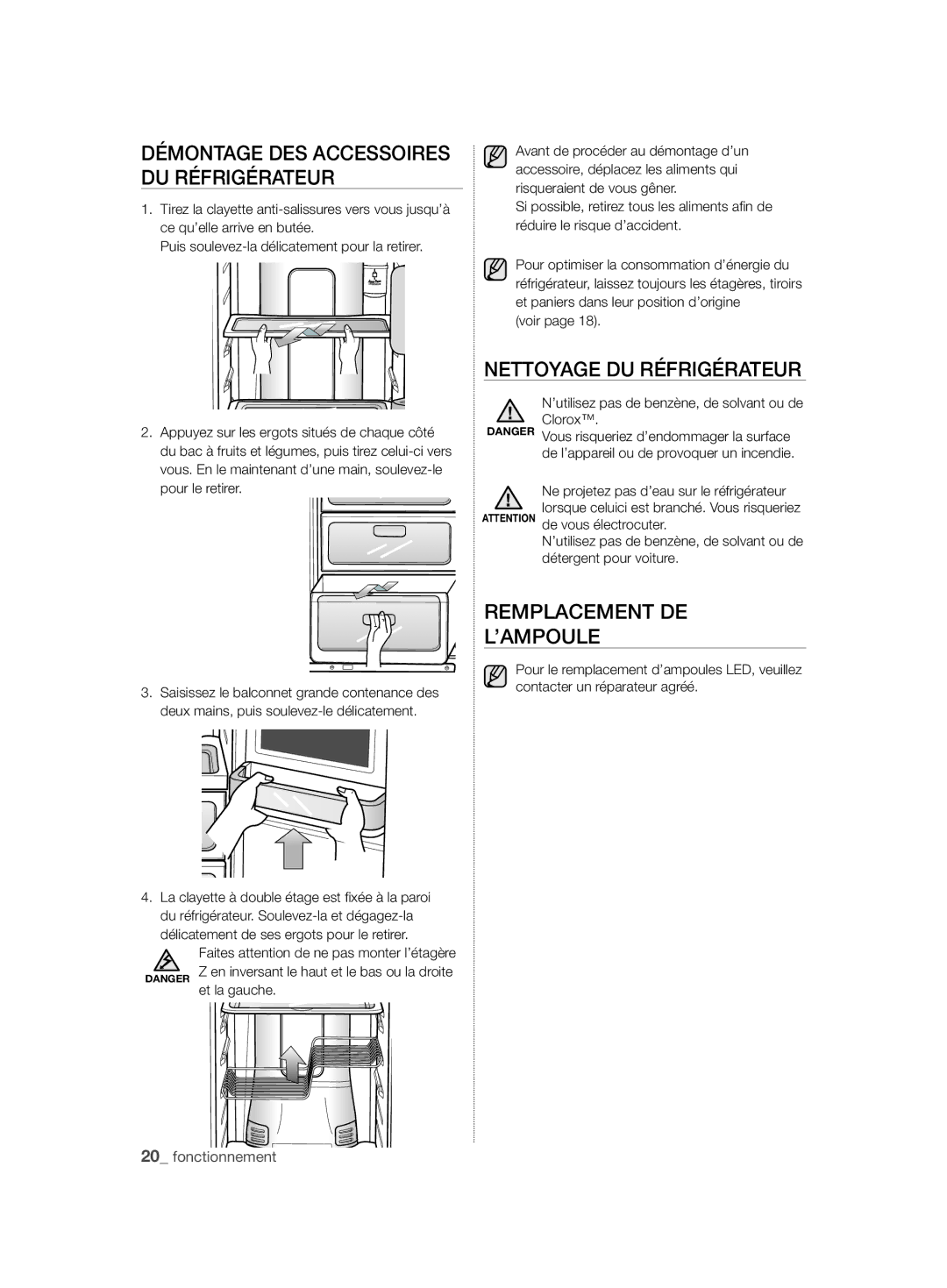 Samsung RSH7ZNRS1/EUR Nettoyage DU Réfrigérateur, Remplacement DE ’AMPOULE, Démontage DES Accessoires DU Réfrigérateur 