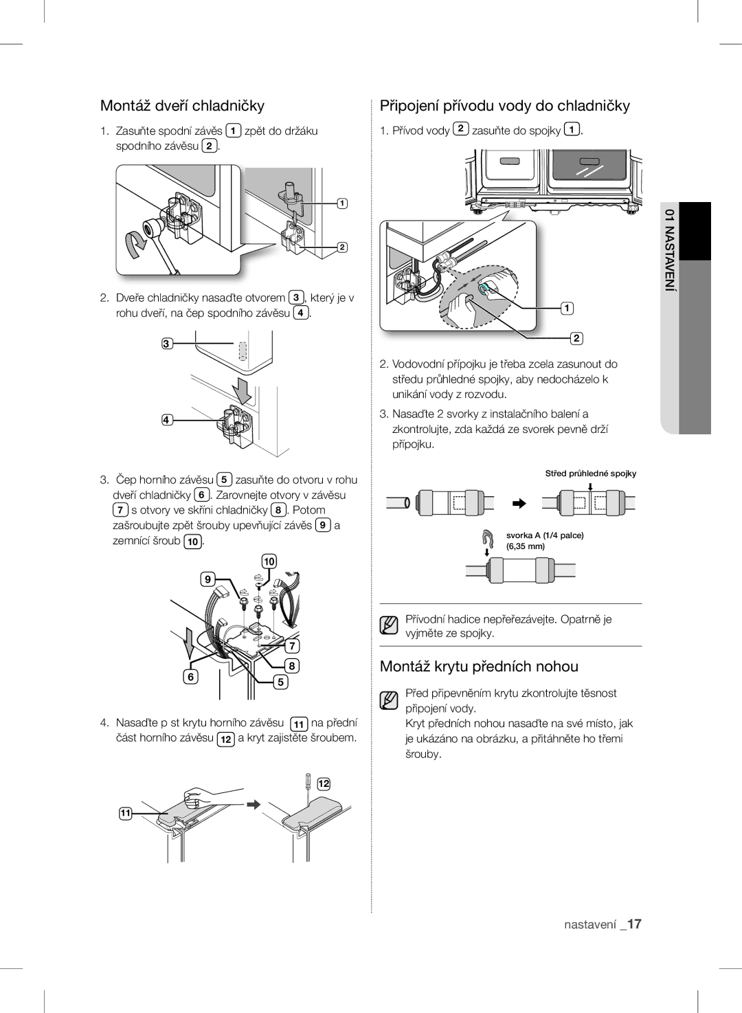 Samsung RSH7PNPN1/XEO, RSH7ZNRS1/XEO, RSH7UNBP1/XEO manual Montáž krytu předních nohou 