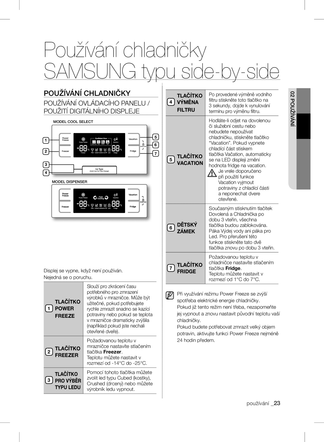 Samsung RSH7PNPN1/XEO, RSH7ZNRS1/XEO, RSH7UNBP1/XEO manual Používání Chladničky 