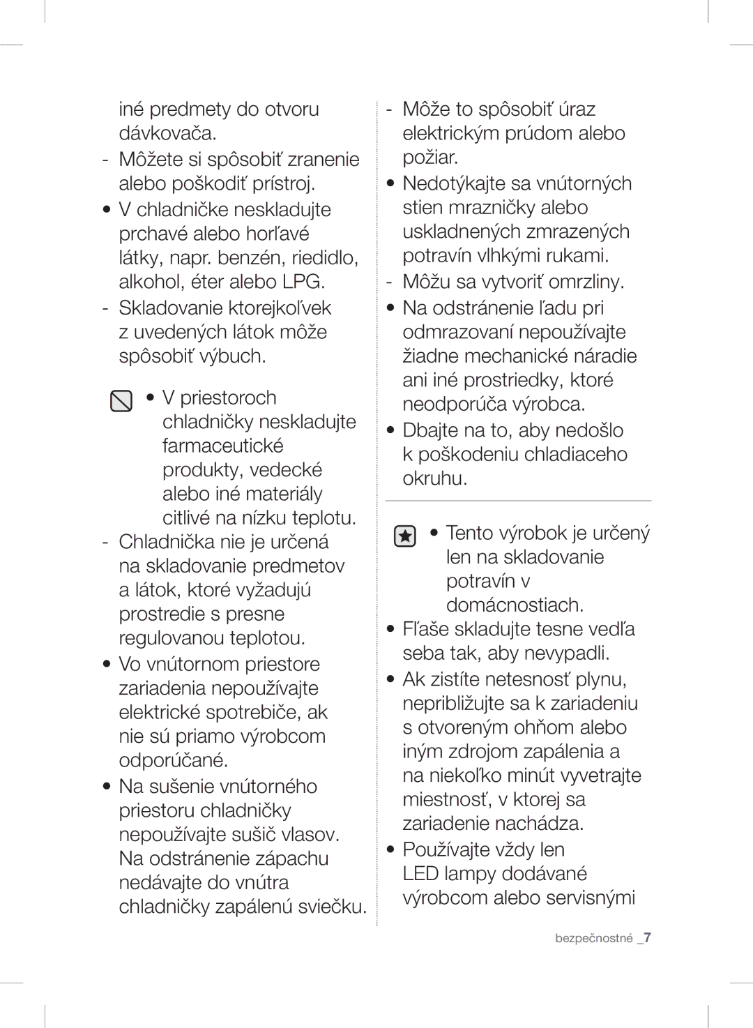 Samsung RSH7ZNRS1/XEO, RSH7UNBP1/XEO, RSH7PNPN1/XEO manual Bezpečnostné 