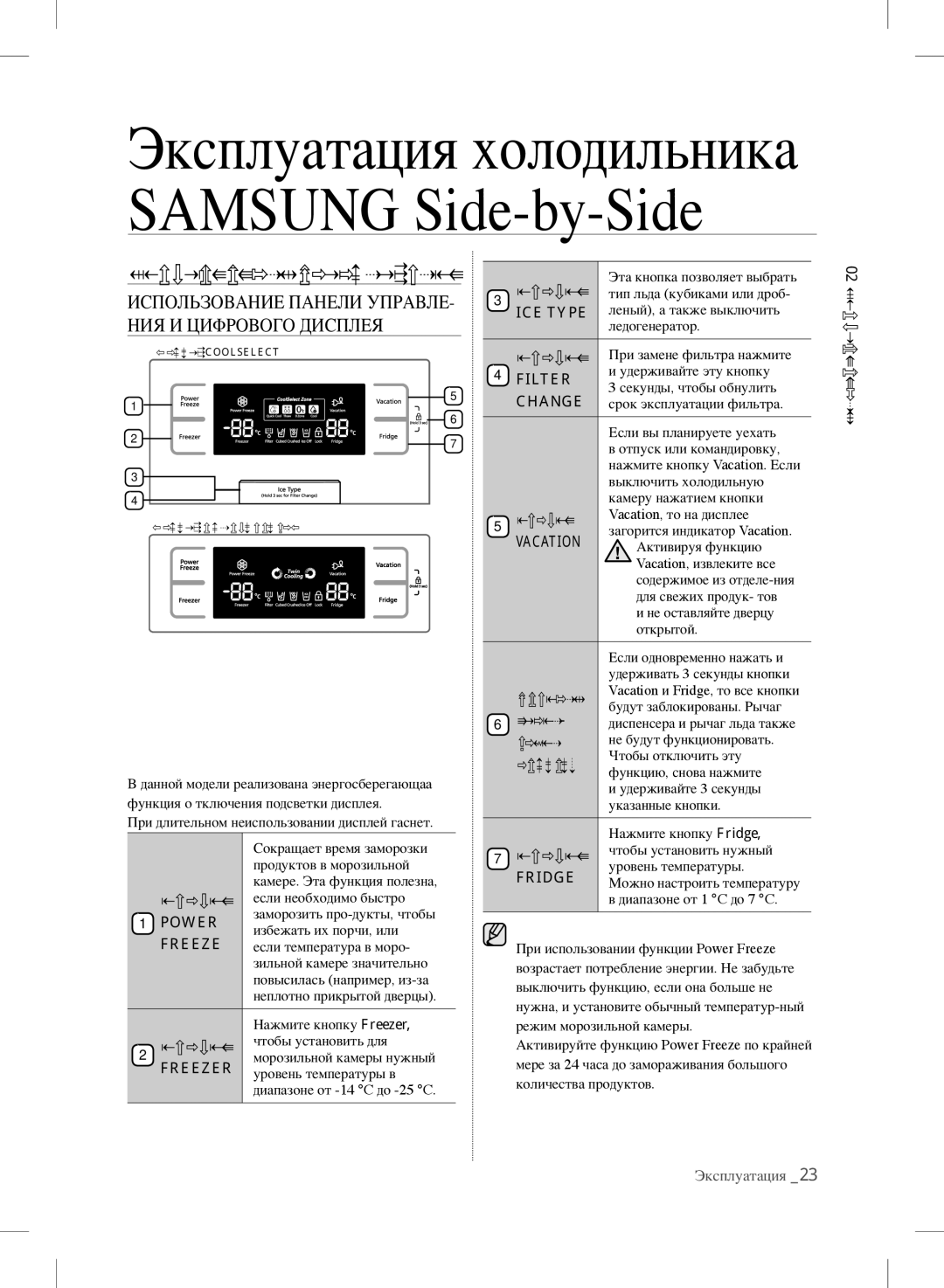 Samsung RSH7PNSW1/XEO, RSH7ZNRS1/XEO, RSH7UNBP1/XEO manual Эксплуатация холодильника Samsung Side-by-Side 