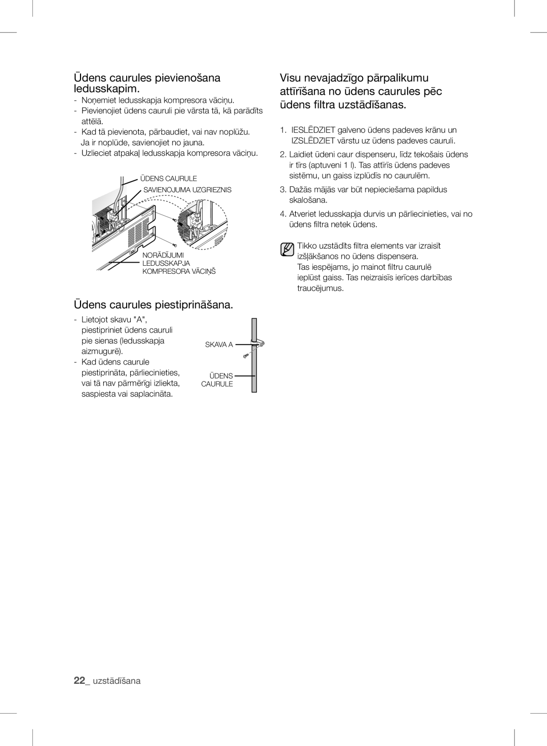 Samsung RSH7UNBP1/XEO, RSH7ZNRS1/XEO, RSH7PNSW1/XEO manual Uzlieciet atpakaļ ledusskapja kompresora vāciņu 