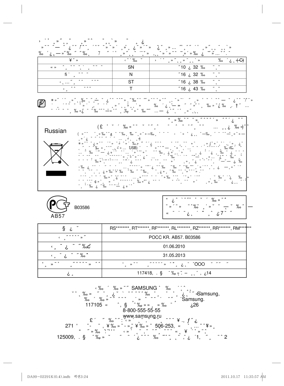 Samsung RSH7ZNSL1/BWT manual Russian 