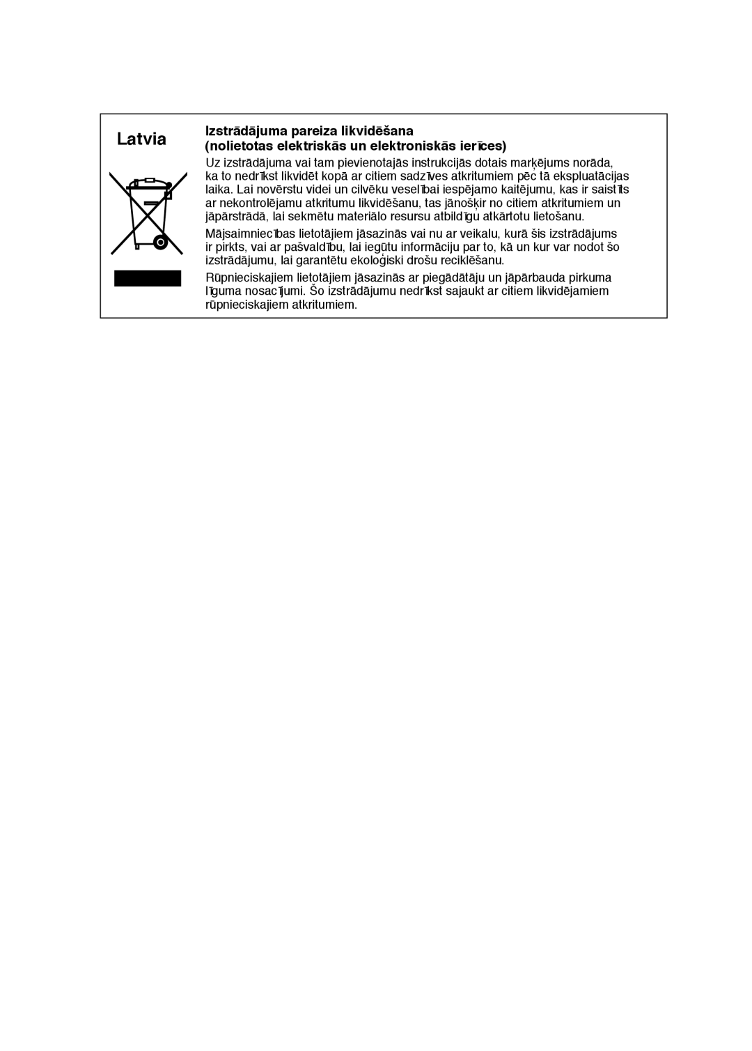 Samsung RSJ1FERS1/BWT, RSJ1KERS1/BWT, RSJ1FEPS1/BWT, RSJ1KEPS1/BWT manual Latvia 