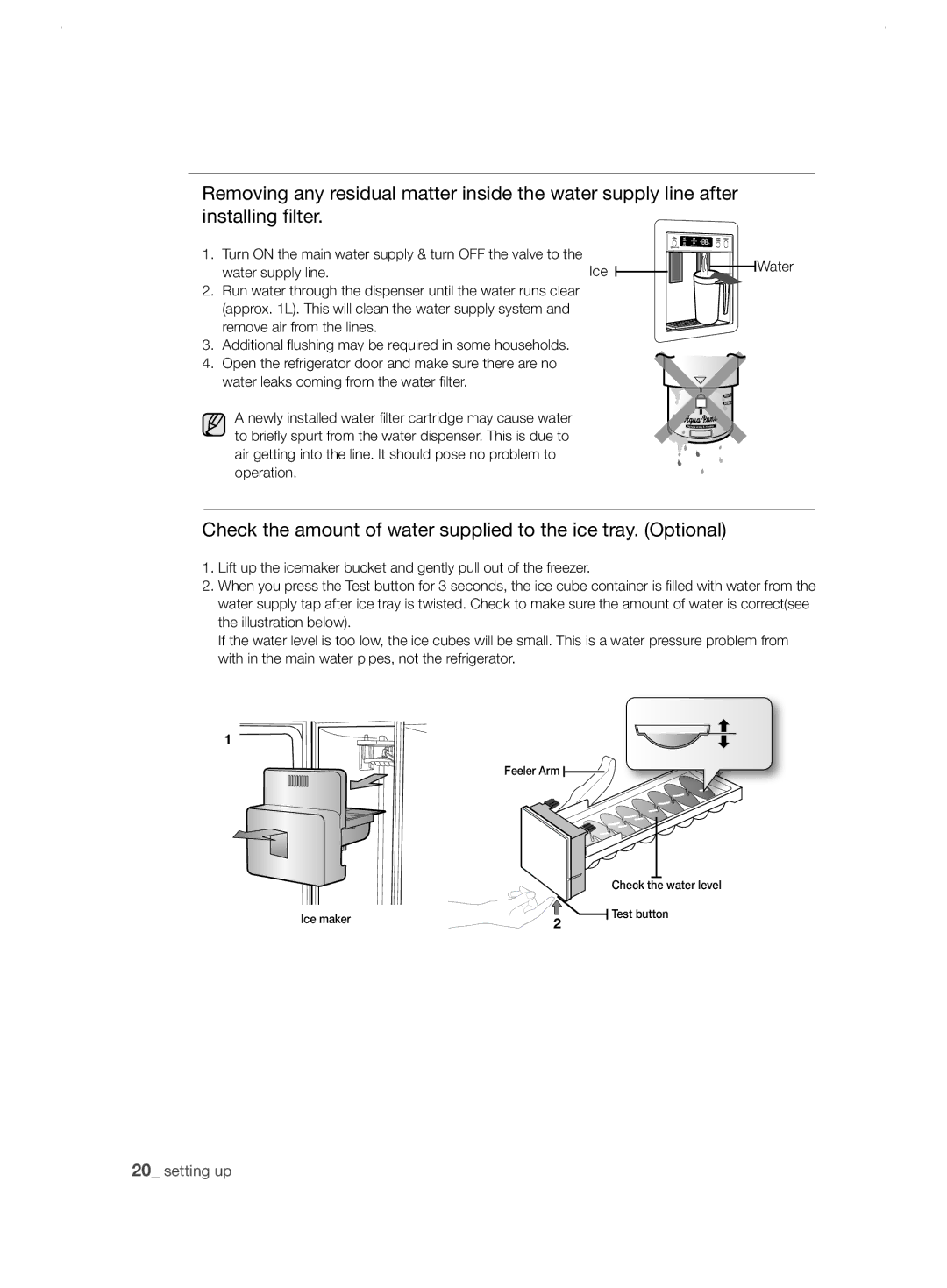 Samsung RSJ1KERS1/XEH, RSJ1KERS1/XAG, RSJ1ZERS1/XEH manual Check the amount of water supplied to the ice tray. Optional 