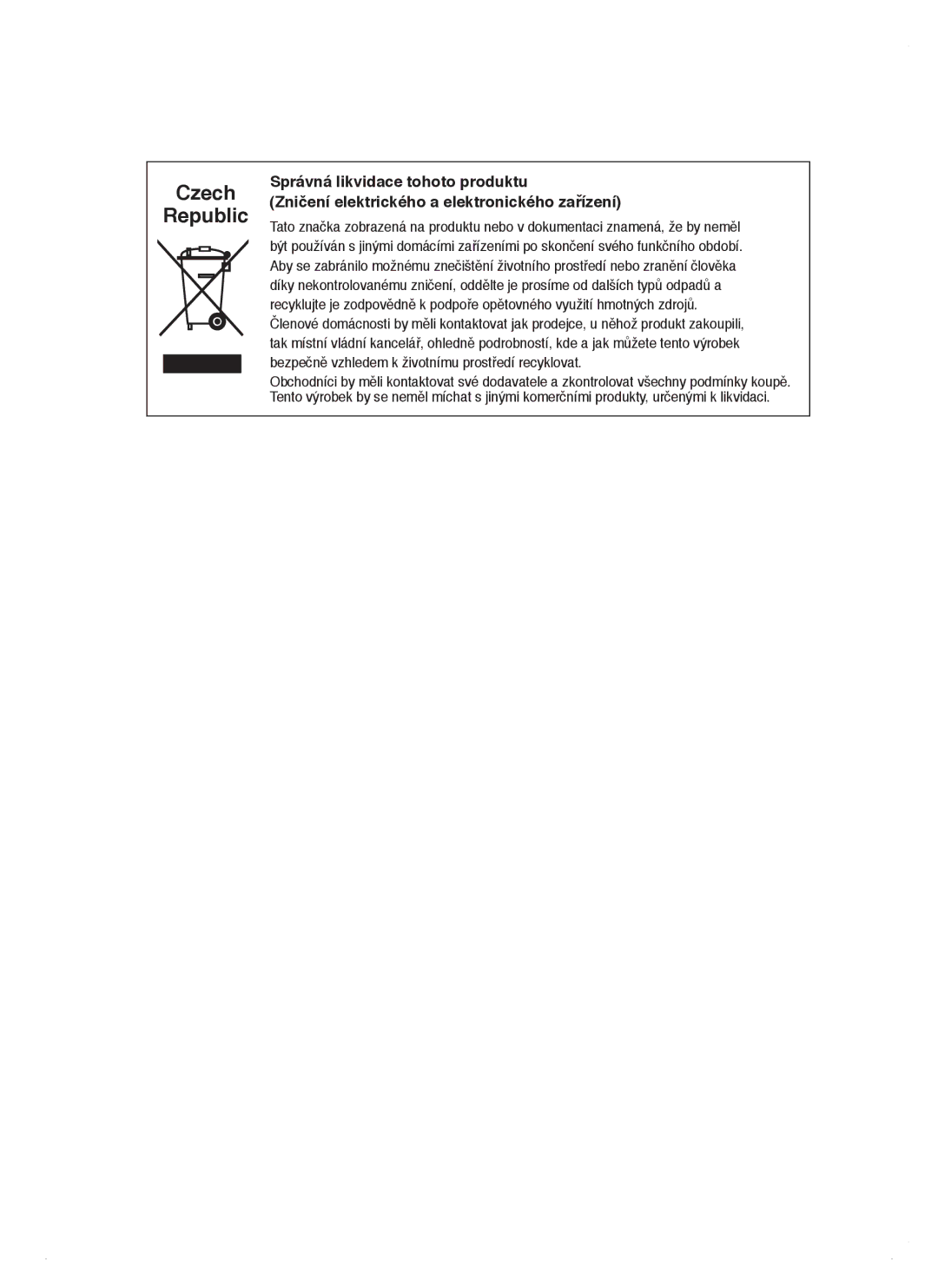 Samsung RSJ1KERS1/XEH, RSJ1KERS1/XAG, RSJ1ZERS1/XEH manual Czech Republic 