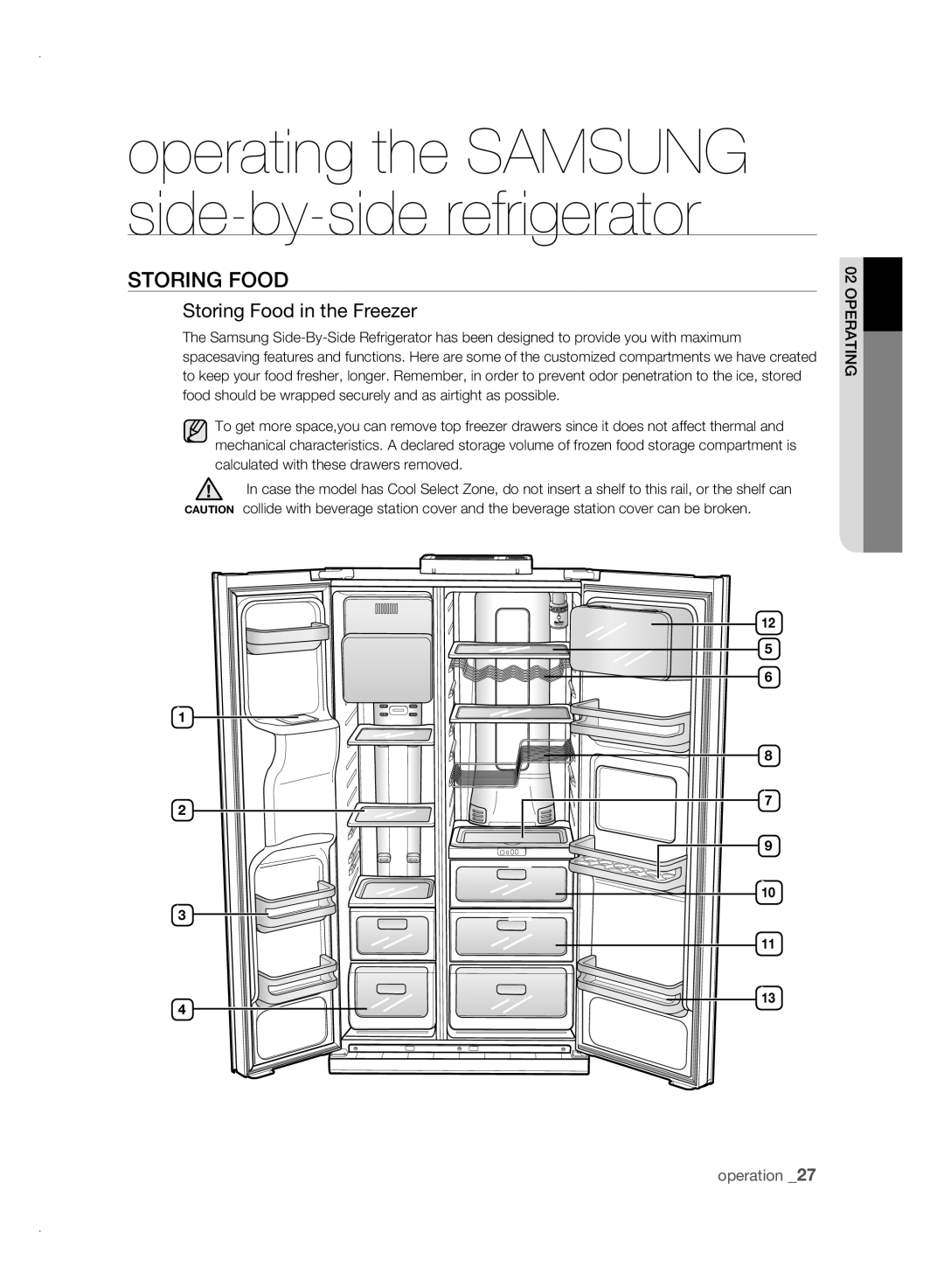 Samsung RSJ1KERS1/XSV, RSJ1KESV1/XSV manual Storing fooD, Storing Food in the Freezer 