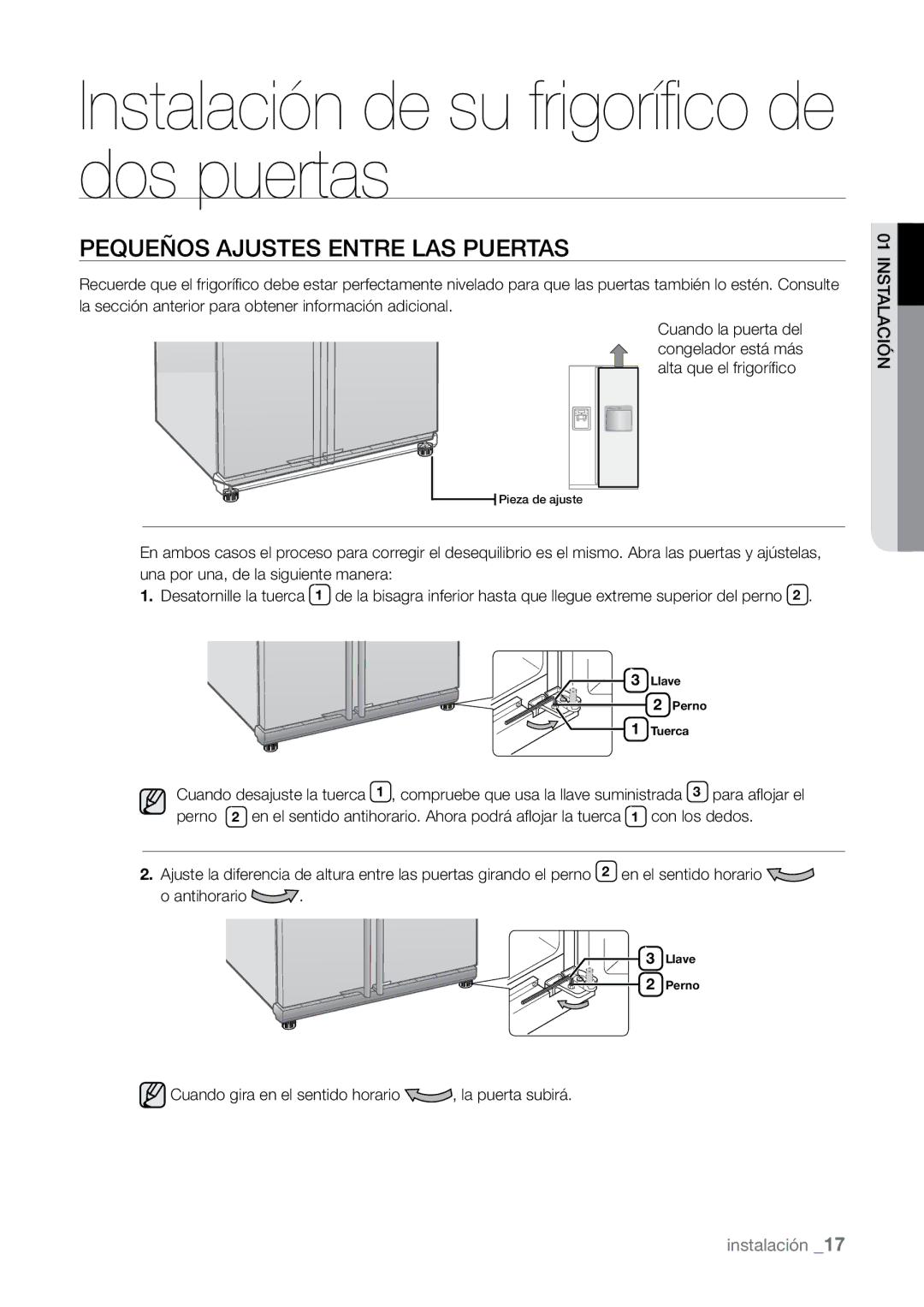 Samsung RSJ1KSSV1/XES, RSJ1KURS1/XES, RSJ1KURS1/XEP, RSJ1KERS1/XEH, RSJ1KERS1/XES manual Pequeños Ajustes Entre LAS Puertas 