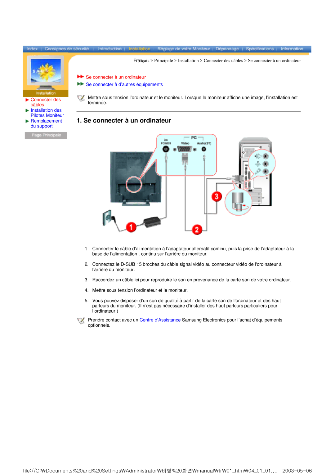 Samsung RT15ASSS/EDC, RT15ASSST/EDC, RT17ASSST/EDC manual Se connecter à un ordinateur, Se connecter à d’autres équipements 