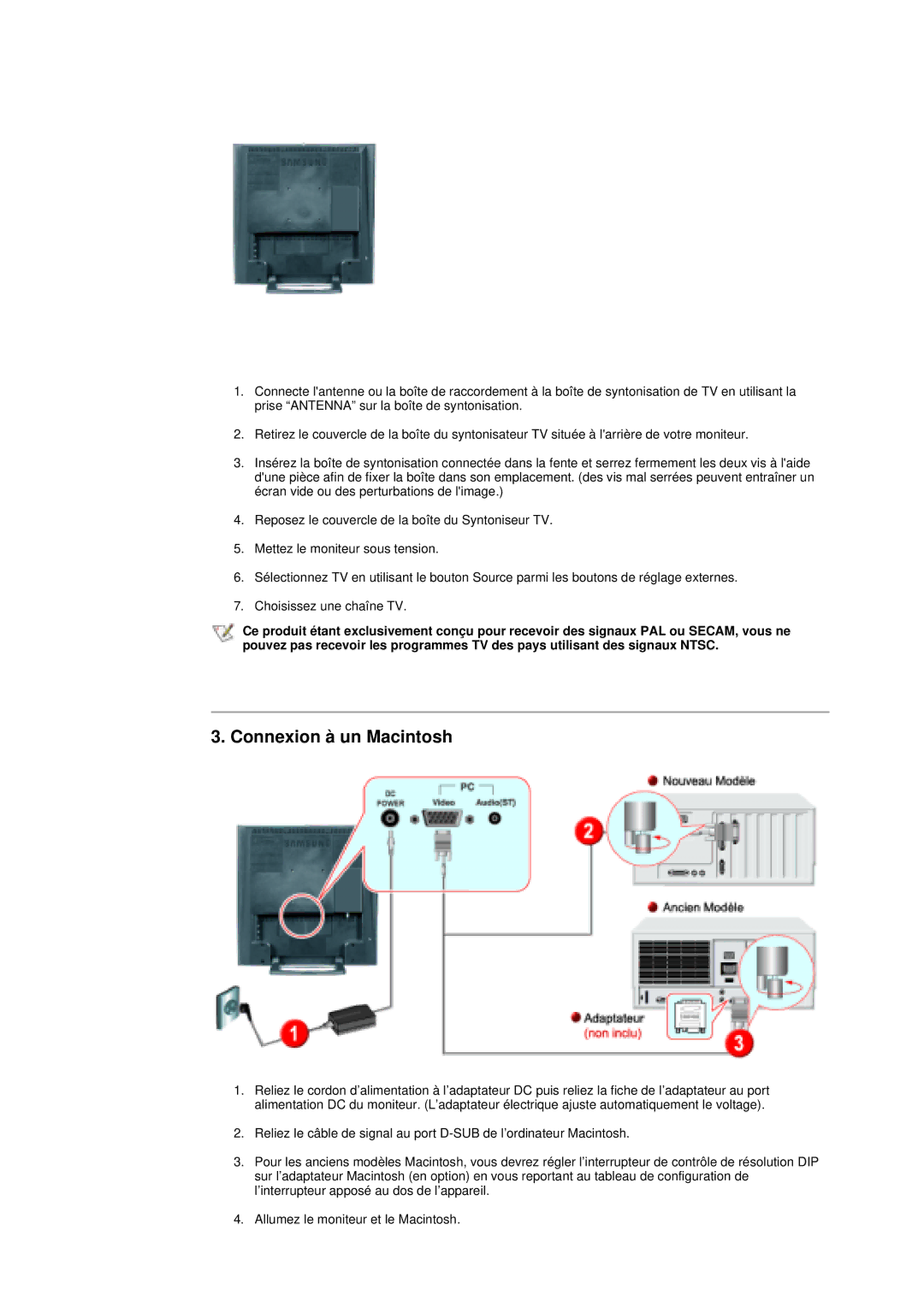 Samsung RT15ASSST/EDC, RT15ASSS/EDC, RT17ASSST/EDC manual Connexion à un Macintosh 