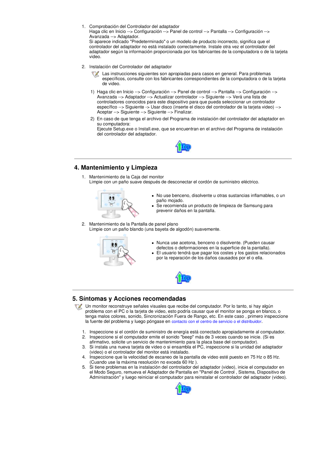 Samsung RT15ASSST/EDC, RT17ASSST/EDC manual Mantenimiento y Limpieza, Síntomas y Acciones recomendadas 