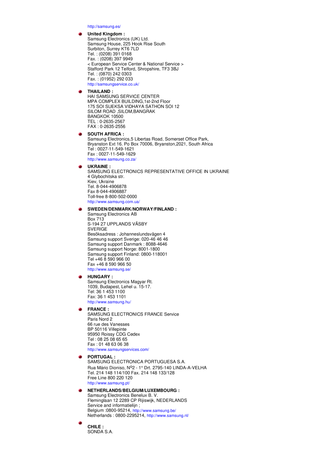 Samsung RT15ASSST/EDC, RT17ASSST/EDC manual United Kingdom, Thailand 