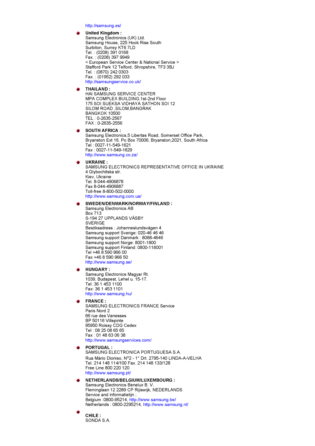 Samsung RT17ASSST/EDC, RT15ASSST/EDC manual United Kingdom, Thailand 