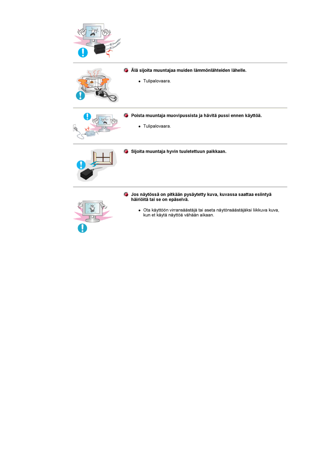 Samsung RT15ASSST/EDC, RT17ASSST/EDC manual Älä sijoita muuntajaa muiden lämmönlähteiden lähelle 