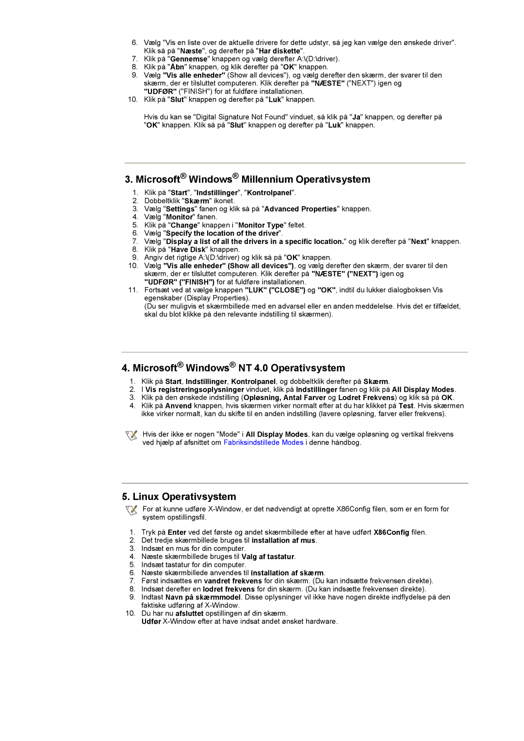 Samsung RT15ASSST/EDC, RT17ASSST/EDC Microsoft Windows Millennium Operativsystem, Microsoft Windows NT 4.0 Operativsystem 