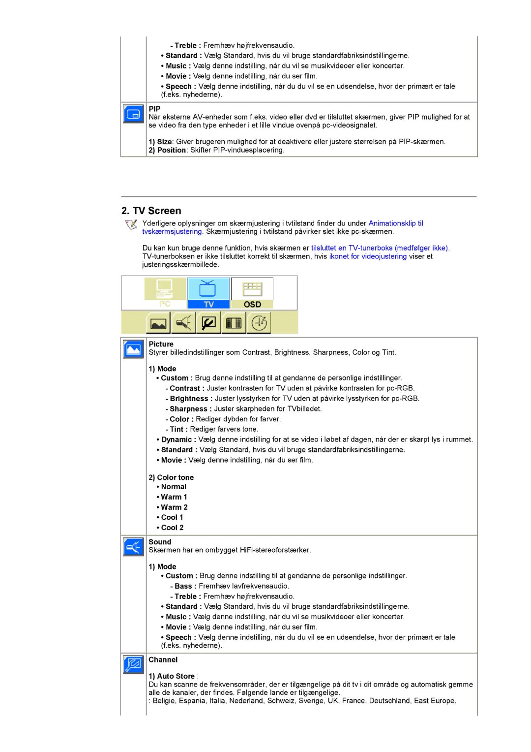 Samsung RT15ASSST/EDC, RT17ASSST/EDC manual TV Screen 