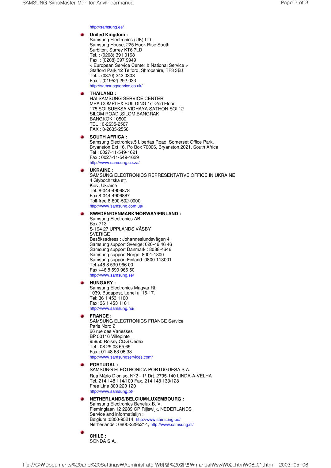 Samsung RT17ASSST/EDC, RT15ASSST/EDC manual United Kingdom, Thailand 