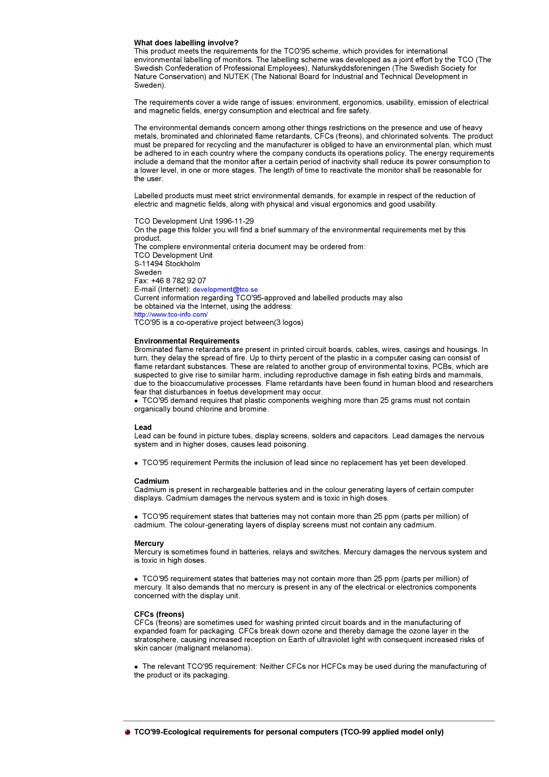 Samsung RT17ASSST/EDC manual What does labelling involve?, Environmental Requirements, Lead, Cadmium, Mercury, CFCs freons 