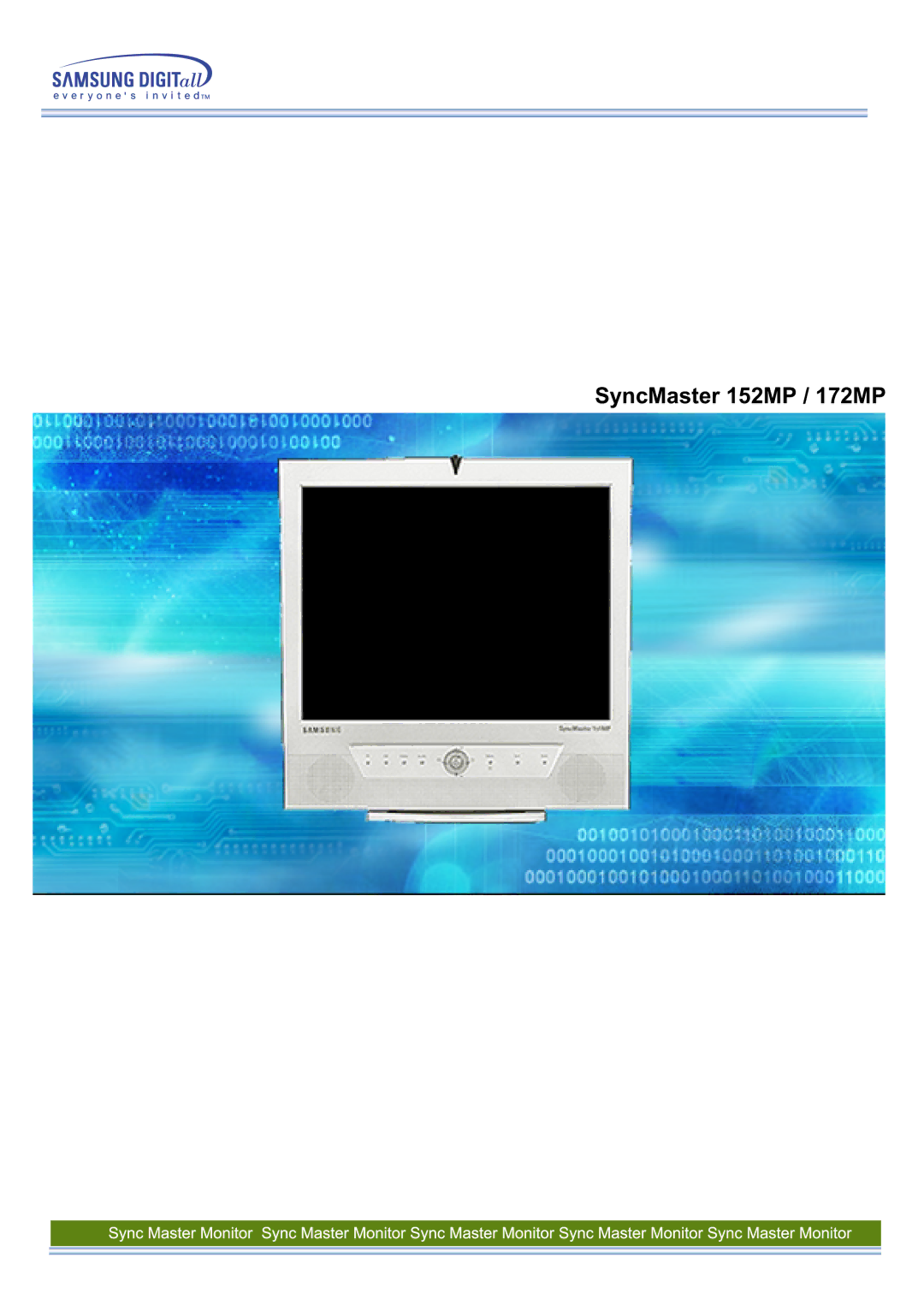 Samsung RT17ASSS/VNT manual SyncMaster 152MP / 172MP 