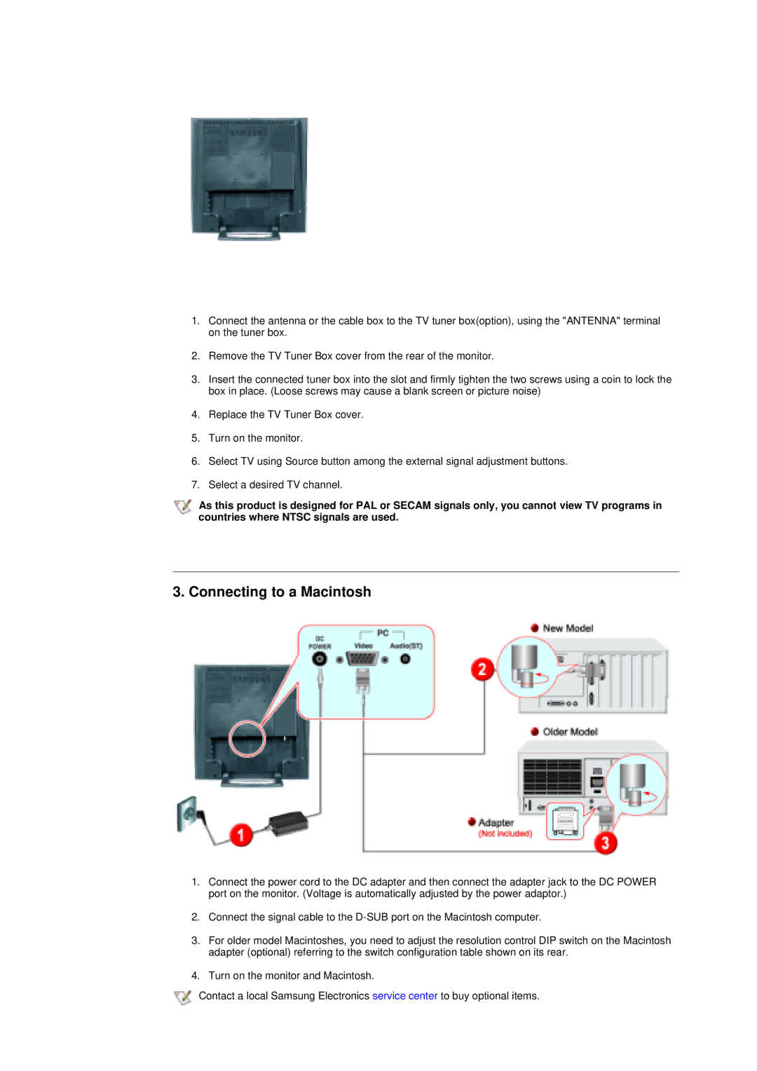 Samsung RT17ASSS/VNT manual Connecting to a Macintosh 